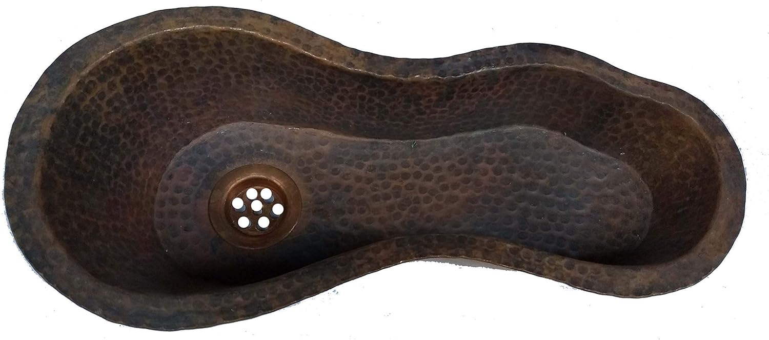 Copper Rustic Flame Treated Rustic Under Mount Curly Pure Copper Bar Sink Washbowl