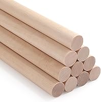 Vista 1 de ONUPGO 10 varillas de clavija, clavijas de madera sin terminar de 5/8 x 12 pulgadas para manualidades y bricolaje
