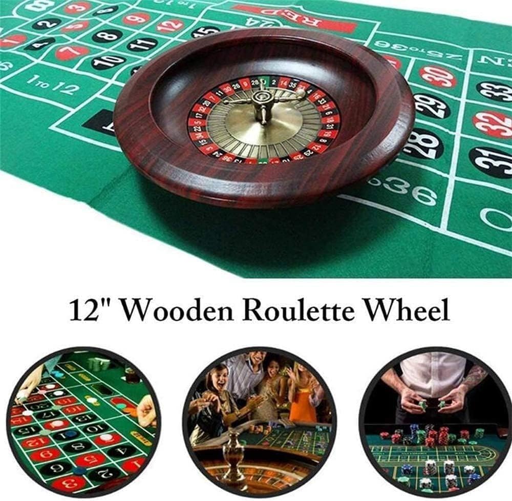 Set de Roulette de Casino de Luxe en Bois de 12 Pouces, Set de Roulette Professionnel, Accessoires de Bureau, avec 2 Boules, Indispensable pour Les soirées de Jeu