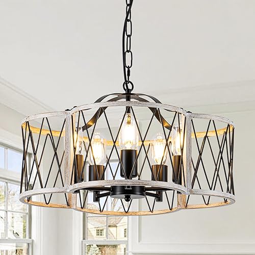 Candelabro moderno de granja, 5 luces rústicas para comedor, lámpara colgante industrial para sala de estar, dormitorio, isla de cocina, entrada,
