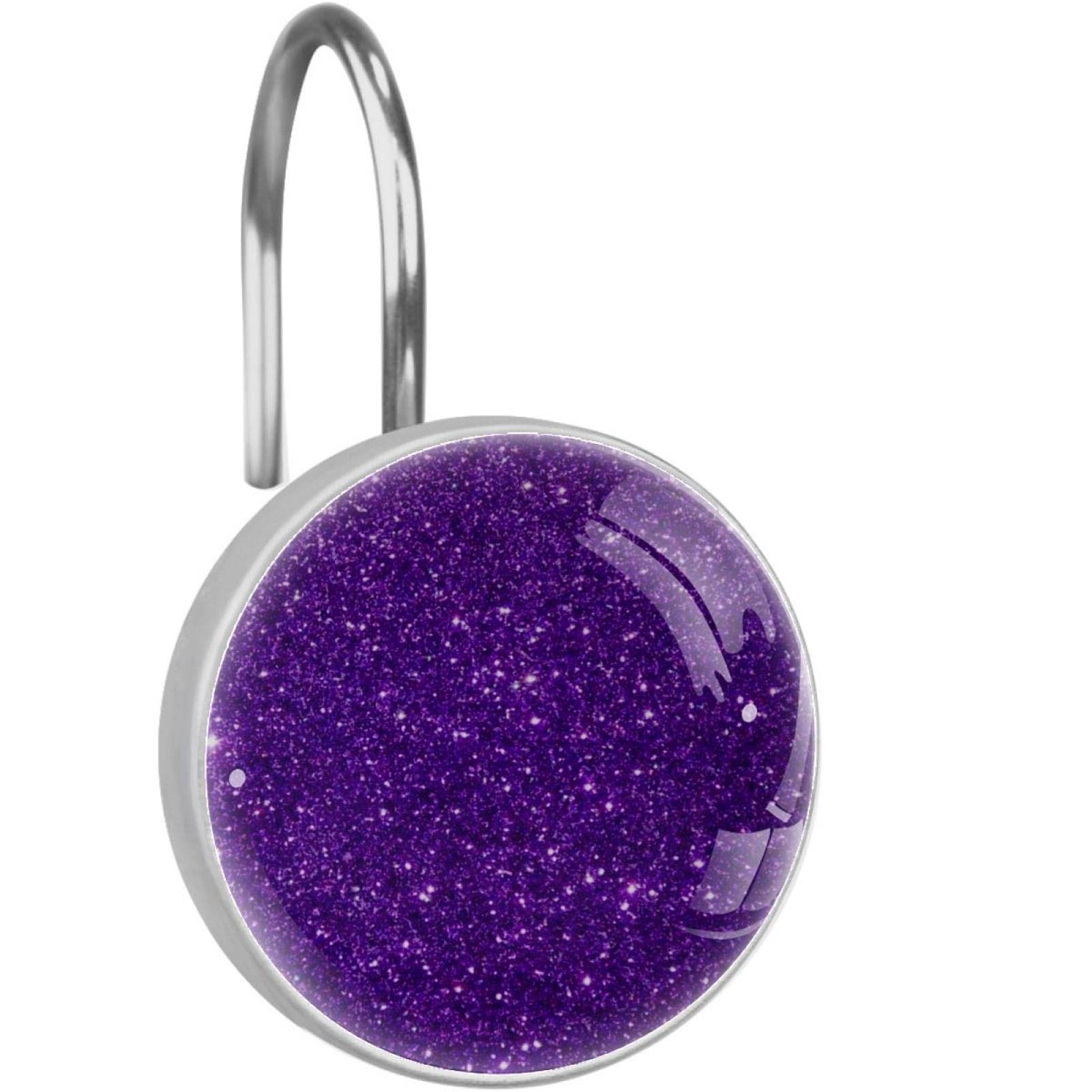 MitoVilla Duschvorhanghaken – 12 Stück, Violett, Rostfrei Mit Strass