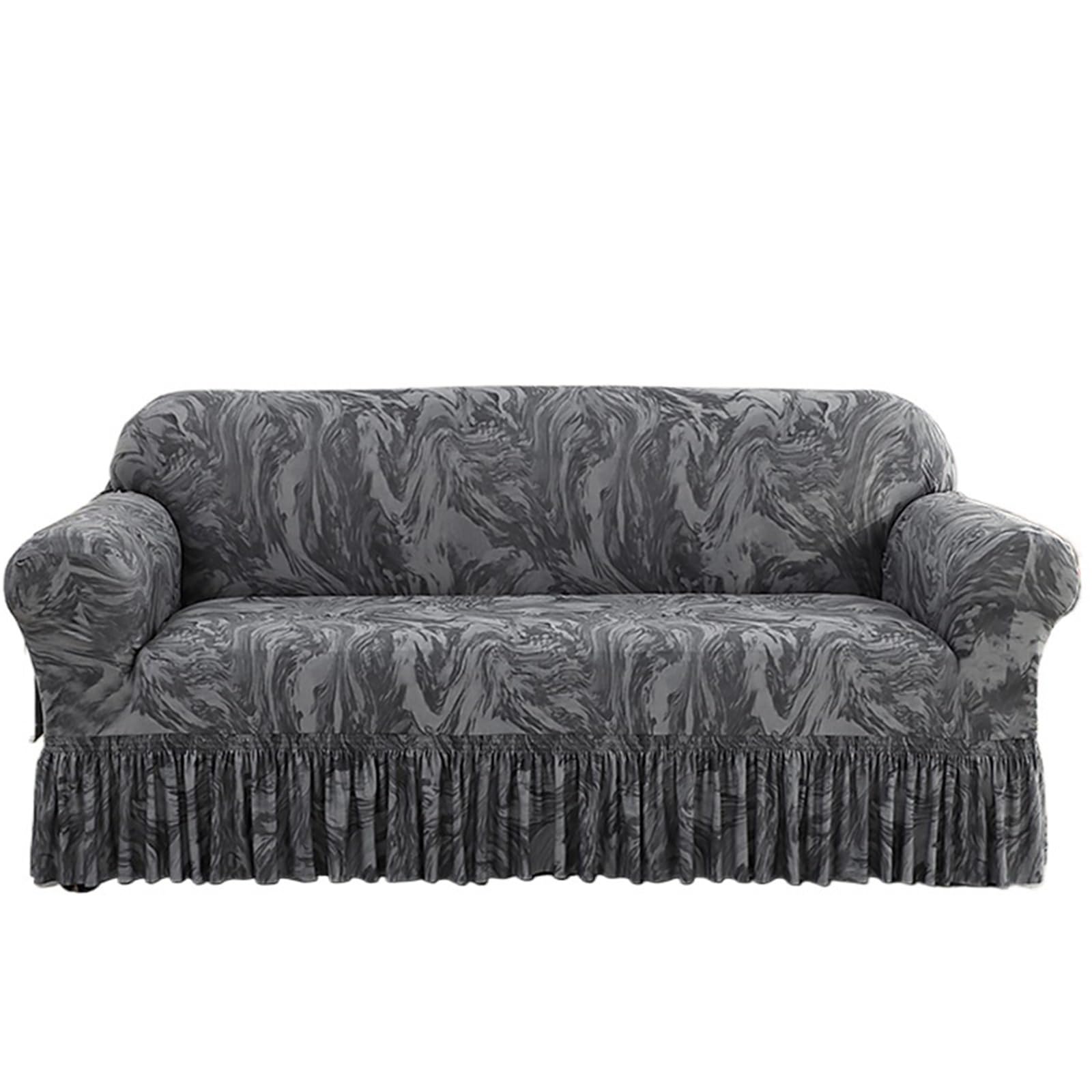 Printed Ruffled Skirt Sofa Covers for Living Room Stretch Couch Cover Furniture Protector Easy Fitted Washable Gonna copertura divano(Color 32,3-seater 190-230cm)