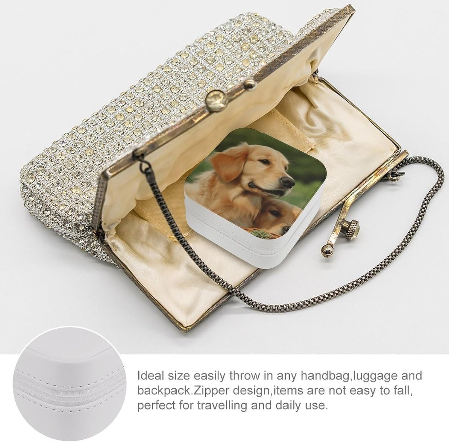 Small Travel Jewelry Case for Women Portable Compact Jewelry Organizer Box image 3