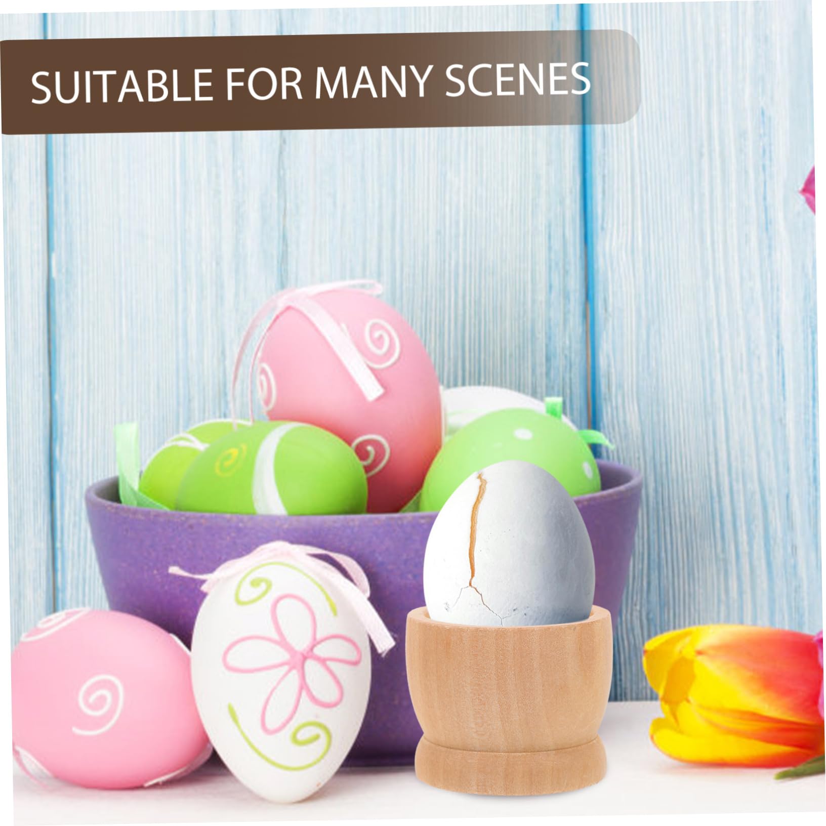 SEWACC 45pièces Support à Œufs Bois Naturel Lot de Coquetiers pour Décoration De Pâques Base Bois pour De Pâques Accessoire De Fête Charmant Et Pratique