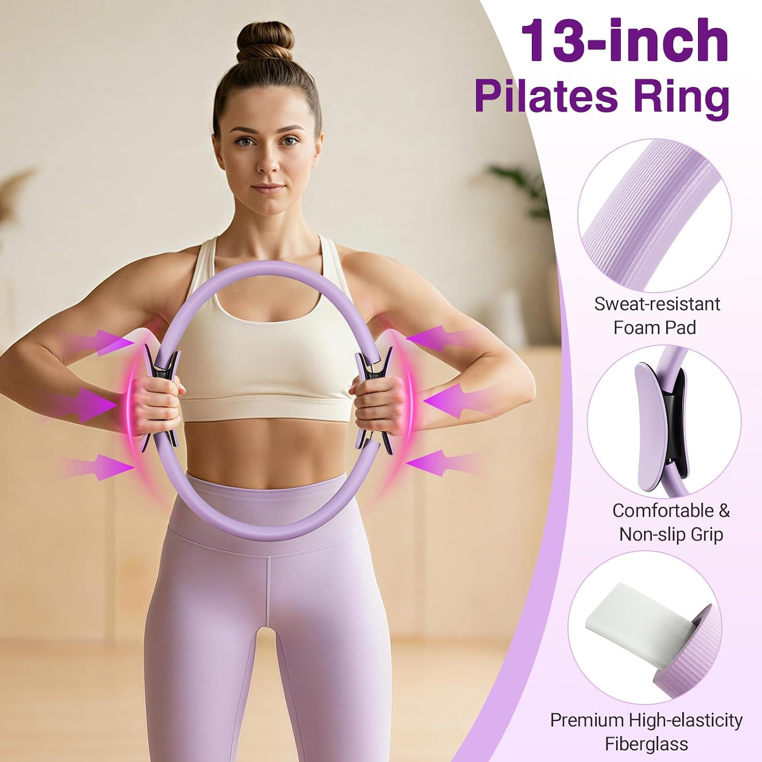Rhino Valley Home Pilates Kit for Women, Pilates Workouts Set, Pilate Equipment with Circle Ring and Ball, Resistance Bands,Guide, Yoga Fitness Essentials Full Body Exercise Home Kit for Beginners