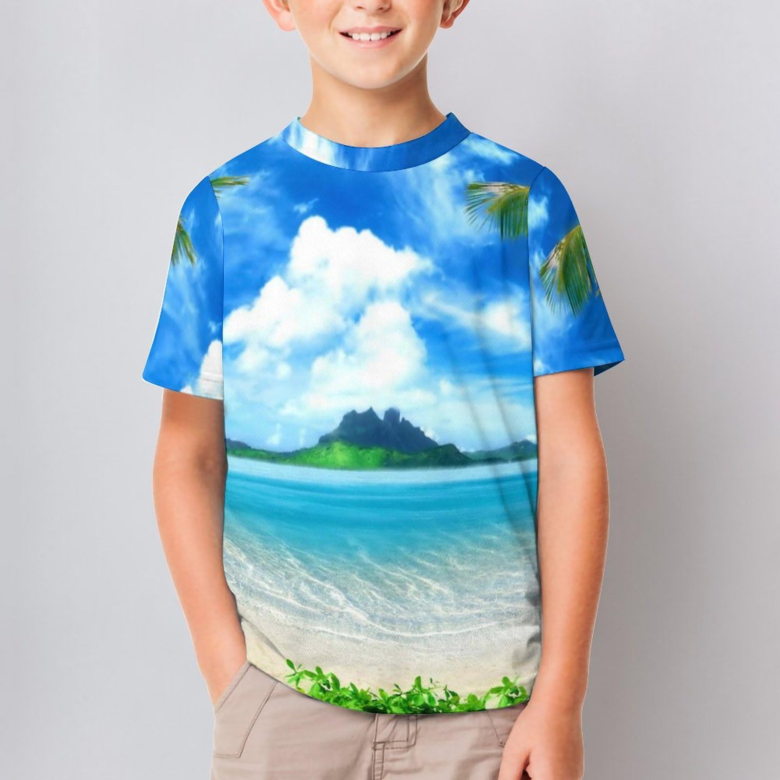 Amazon.co.jp: キッズTシャツ ハワイ マウイ島 ヤシの木 海 子供服 