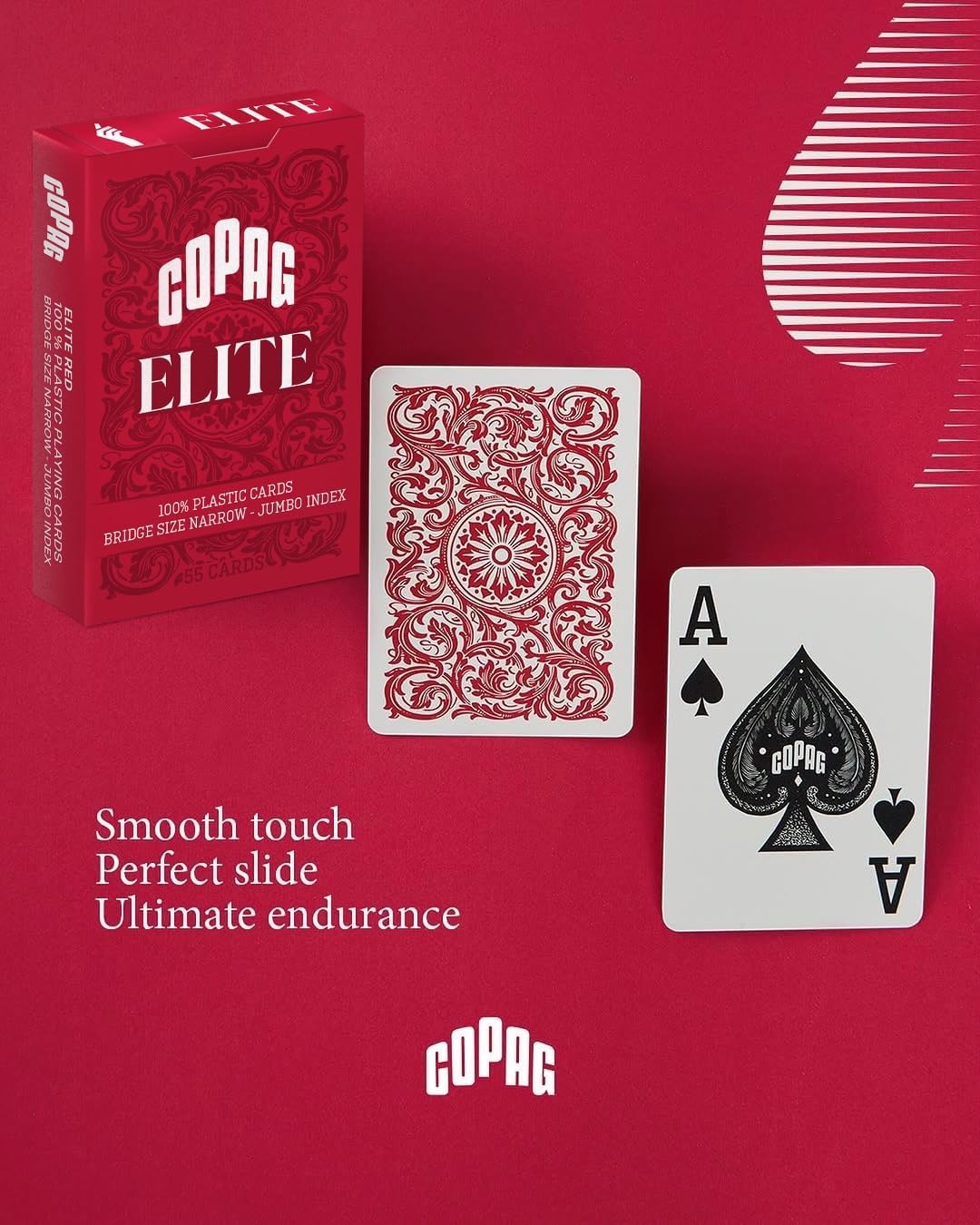 Copag Elite 100% Plastic Playing Cards - Bridge Size (Narrow) Jumbo Index Value 12 Pack