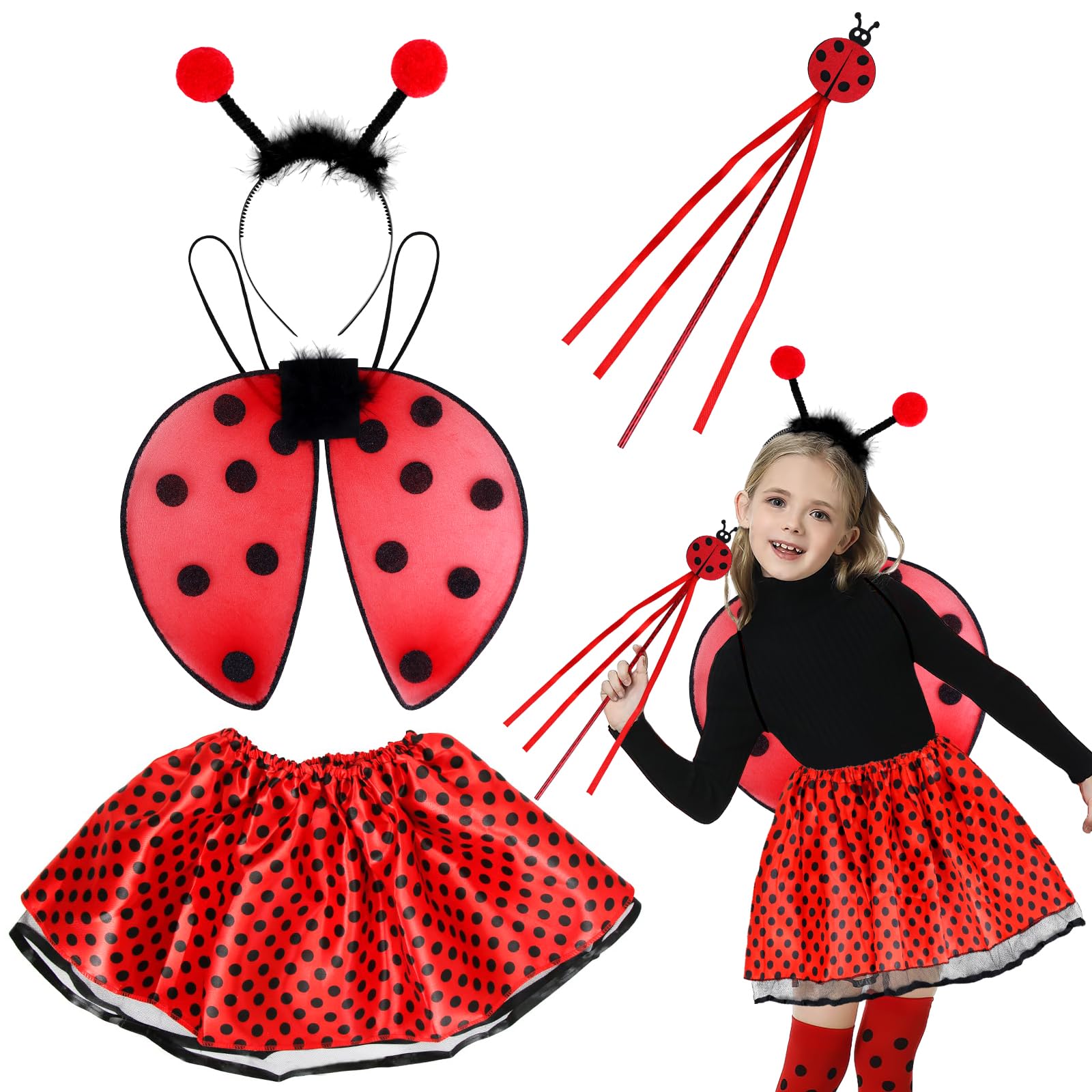 Ladybug Costume Accessories, Ladybug Costumes with Ladybird Headband for Carnival Dress up