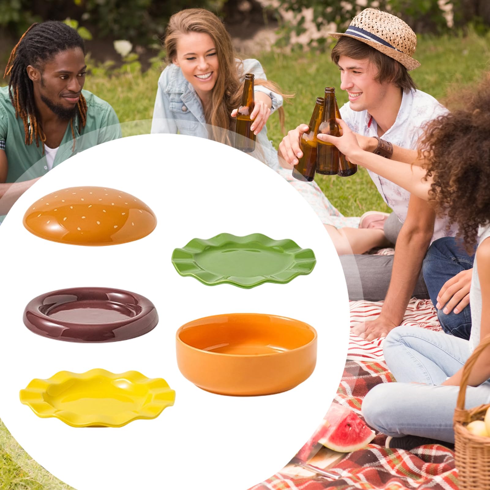 Set Di Per Hamburger Stoviglie In Ceramica Impilabili | Ciotole Per Snack Divertenti Per Organizzatori Di Feste E Eventi Cena In Famiglia Picnic Compleanno Barbecue Colazione