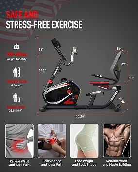 HARISON Recumbent Exercise Bike with 400 lbs Capacity, Magnetic Recumbent bike for Adult and Seniors, Recumbent Stationary bike for Home with Smart Bluetooth App, 2 in 1 LCD Monitor and Tablet Holder, Heart Rate monitor (HR-B8ARE 90% Pre-assembled with Arm Exerciser)