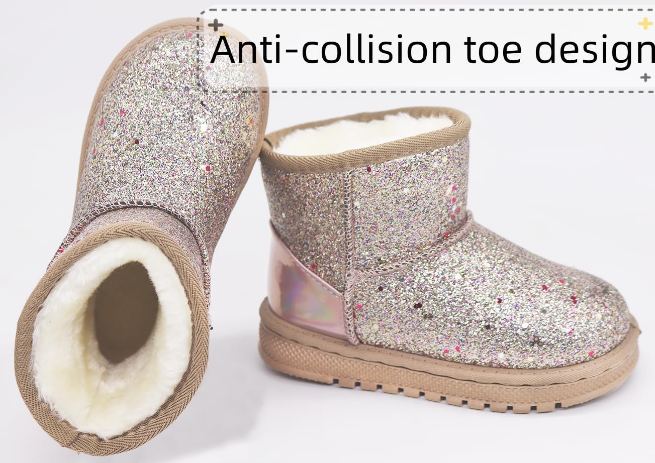 Girls Boots Toddler Sequin Winter Snow Boots for Little/Big Kid