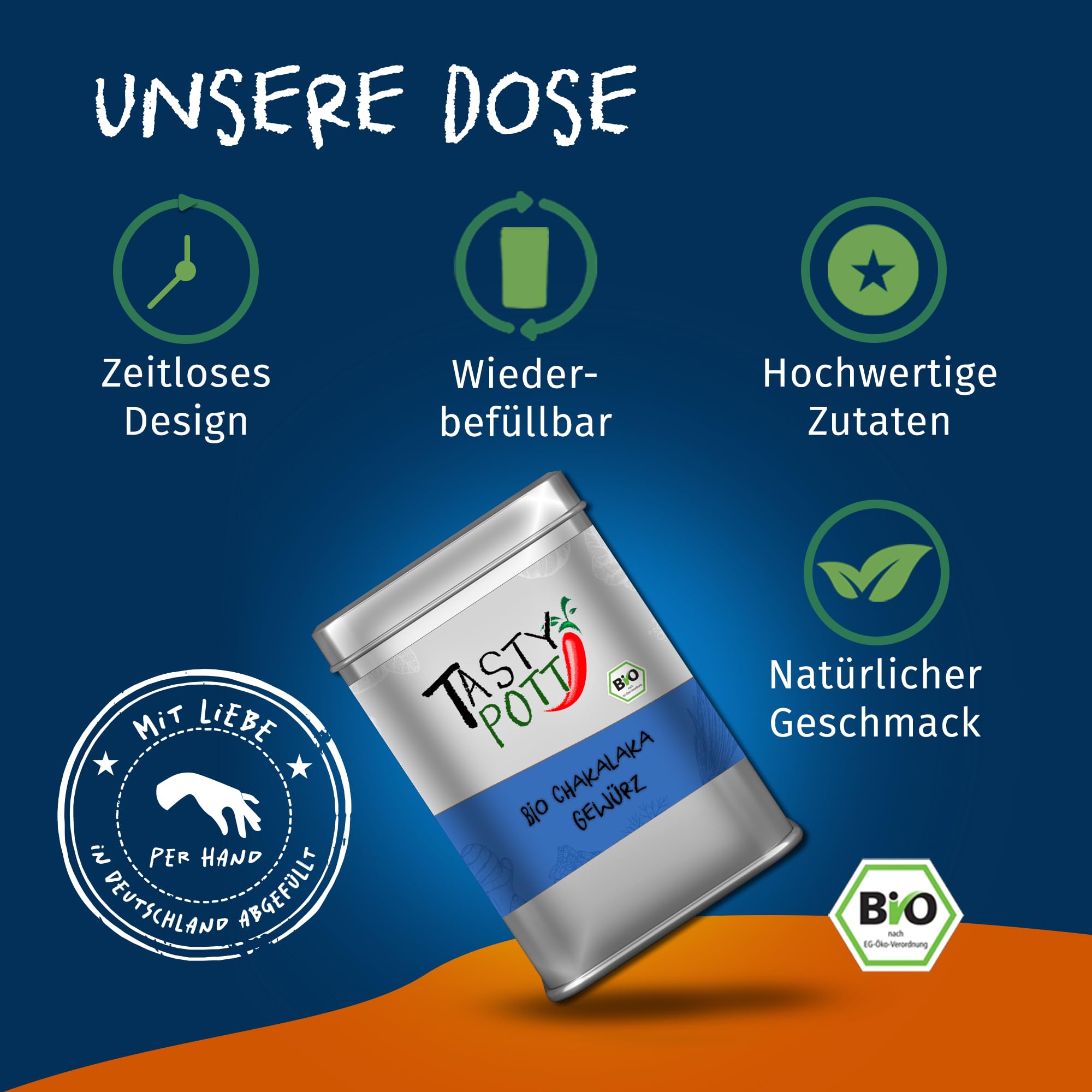 Tasty Pott Bio Chakalaka Gewürz 1000 Gramm | Würzen & Kochen | Braten & Grillen | Aromatisch Exotisch Besonders | Paprika Zwiebeln | Nachfüllbeutel Vorteilspackung | Bioqualität