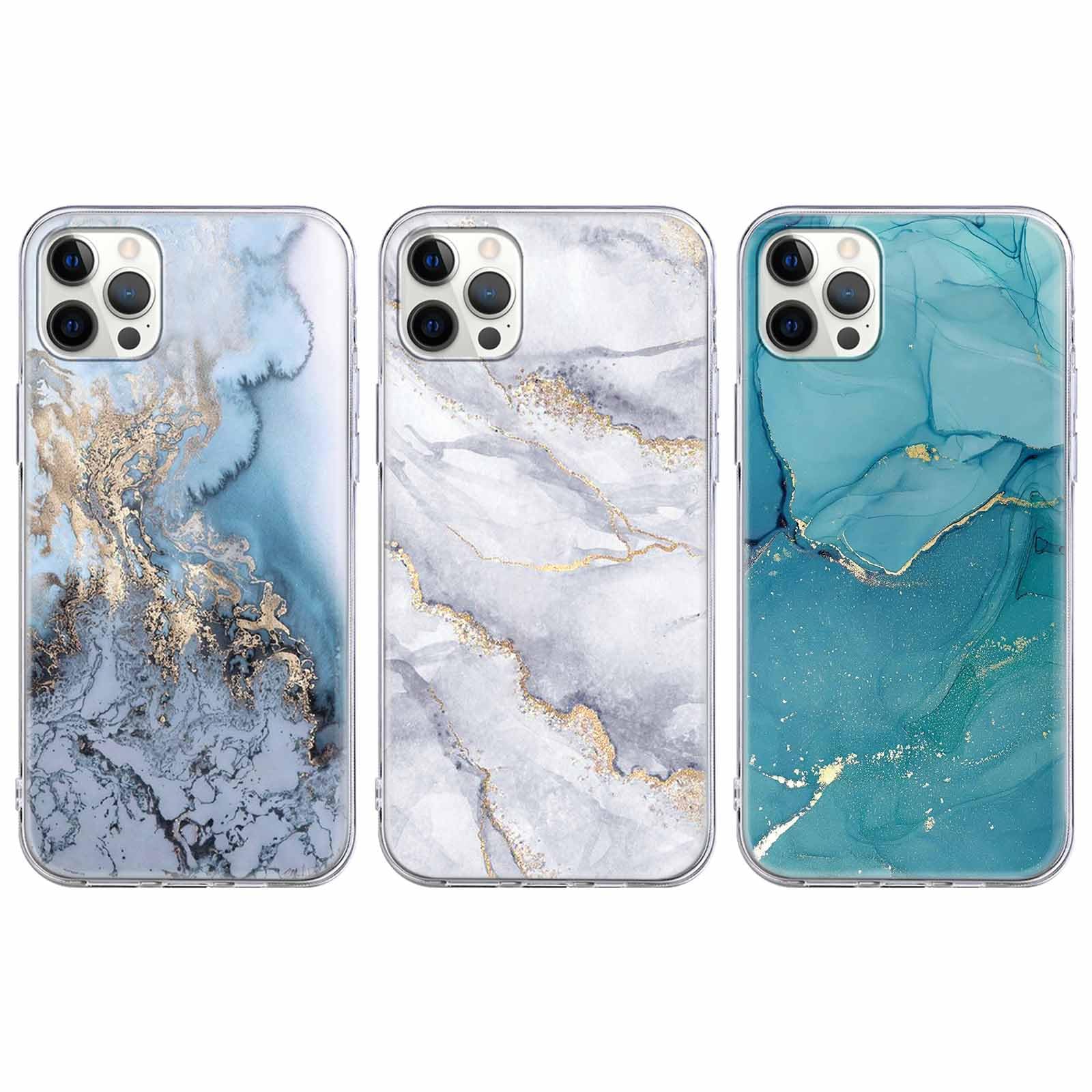 Xylota 3 Pezzi Cover per iPhone 17 Pro max 6,9, Trasparente Custodia con Disegni Marmo Brillantini, Ultra Sottile Silicone Morbida TPU Bumper Antiurto Protettiva Phone Case per iPhone 17 Pro max, 01