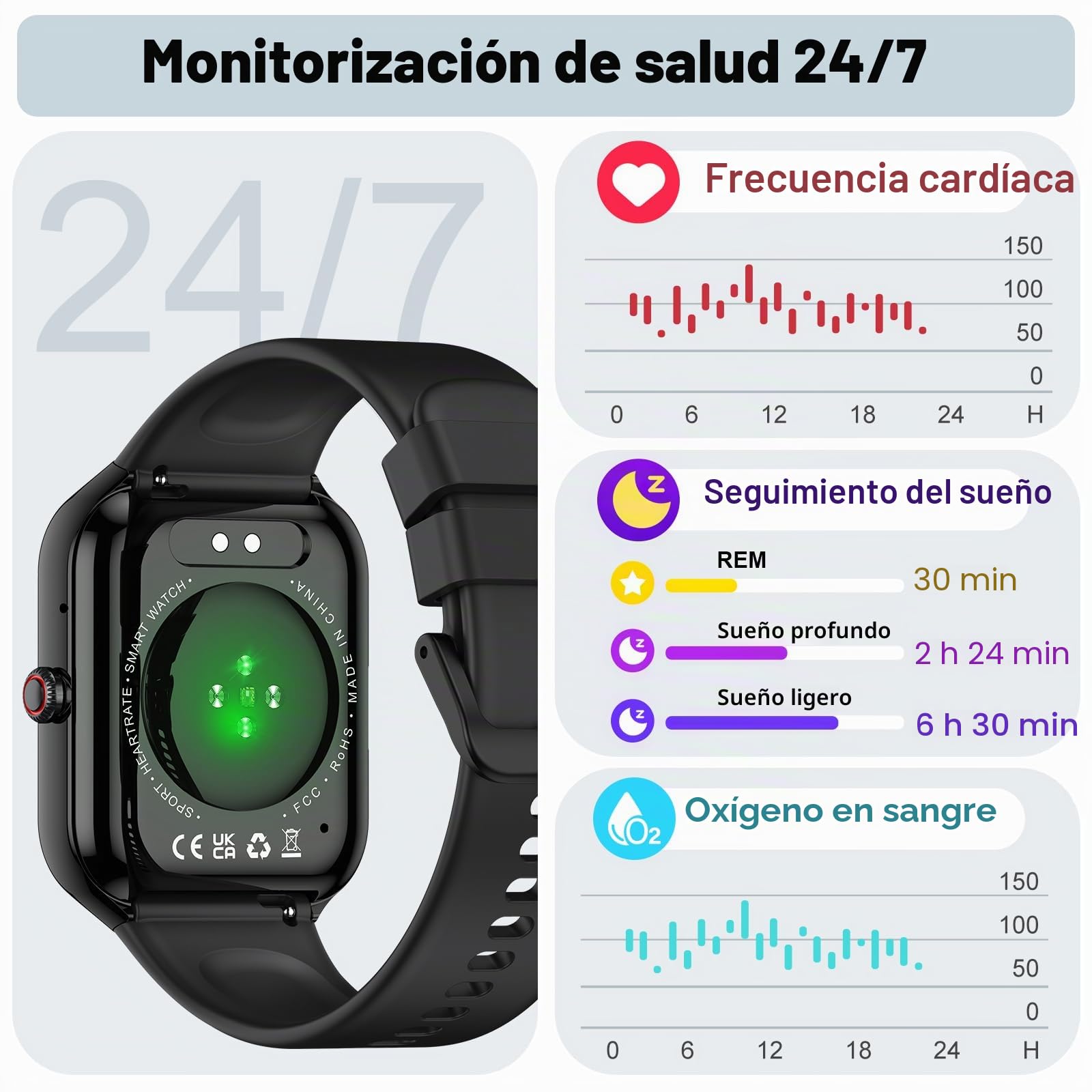 Reloj Inteligente Hombre Mujer, 1,96" Smartwatch Llamadas Bluetooth, Podómetro/Pulsómetro/Monitor de Sueño/SpO2, Impermeable IP68, Reloj Deportivo 112+ Modos Deportivos, Smart Watch para Android iOS