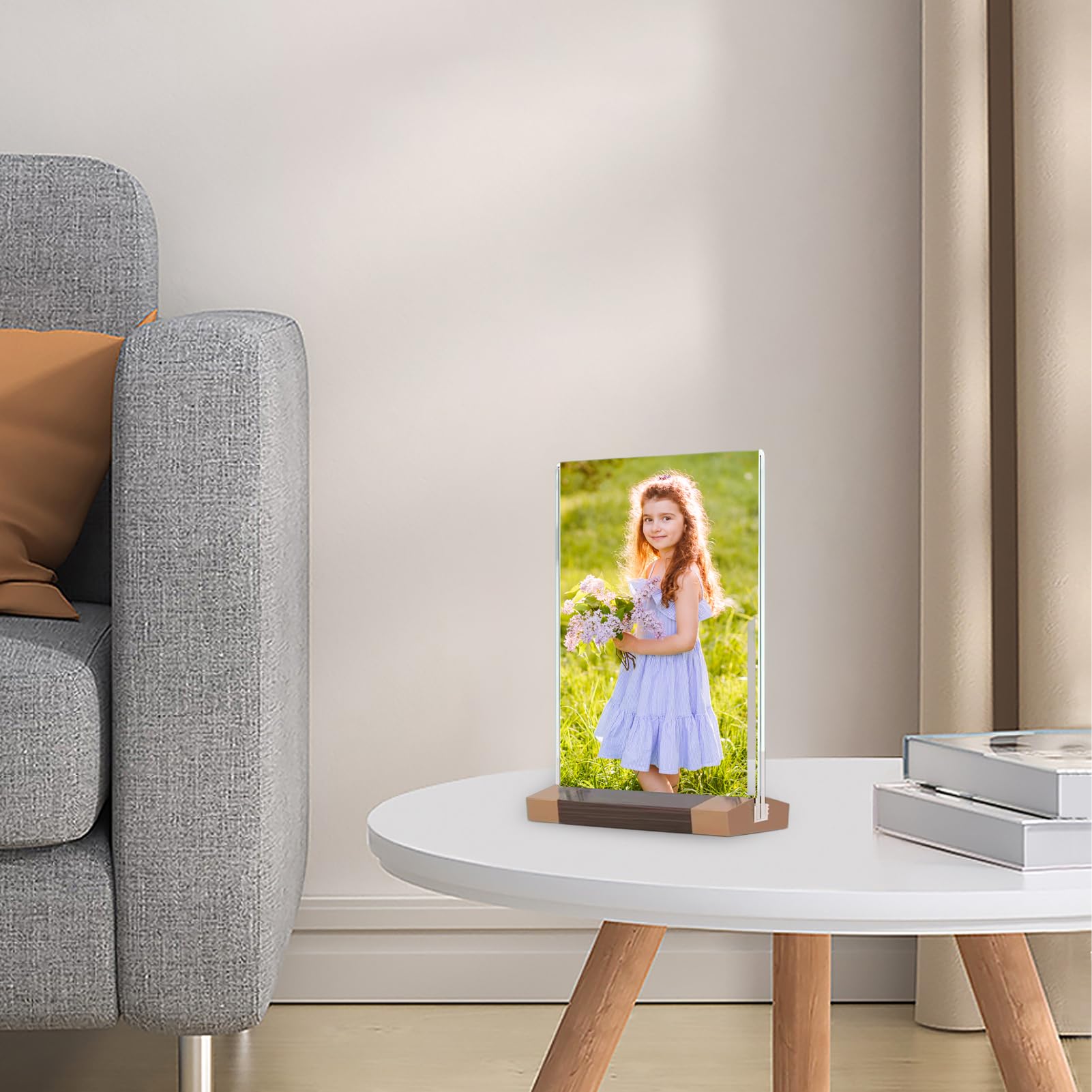 Ensemble de corniches - Cadre en bois décoratif rustique | Acrylique transparent avec base solide, support moderne pour photos souvenirs, certificats, récompenses, exposition de volants Bureau de