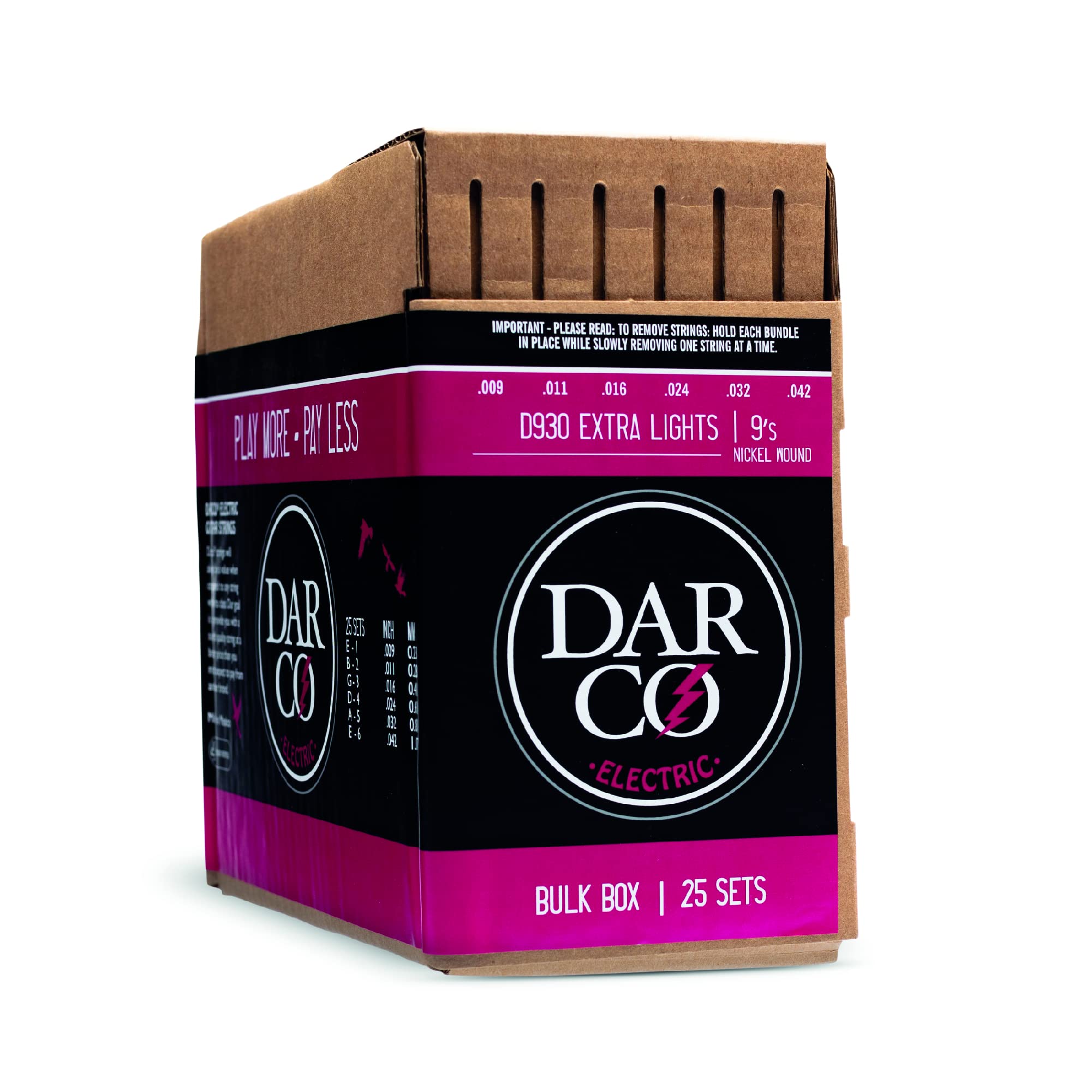 DARCO - Box da 25 Mute di corde Darco Electric Extra Light Nickel Wound 9-42.