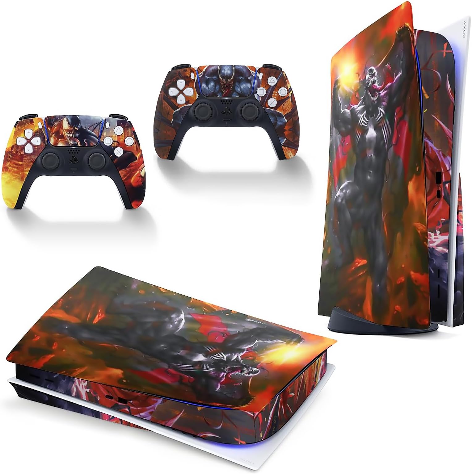 Stickers for PS5 Console and Controller Skin Set,Wrap Decal Cover Vinyl Skin Disk Version， Anime Decal Kit Style E