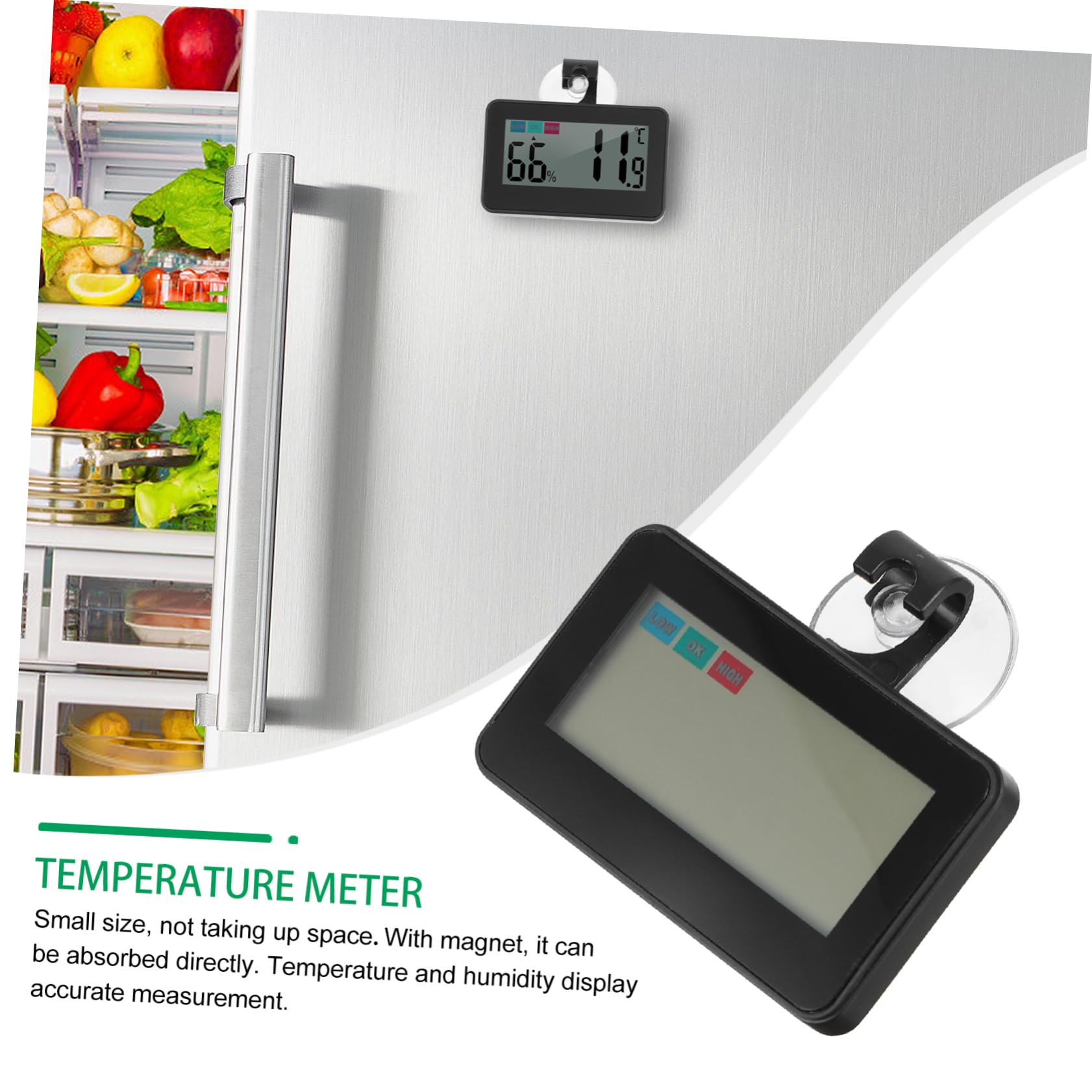 TOPBATHY 3piezas Higrometro Digital Refrigerador Medidor De y Diseño Magnético Gancho Para