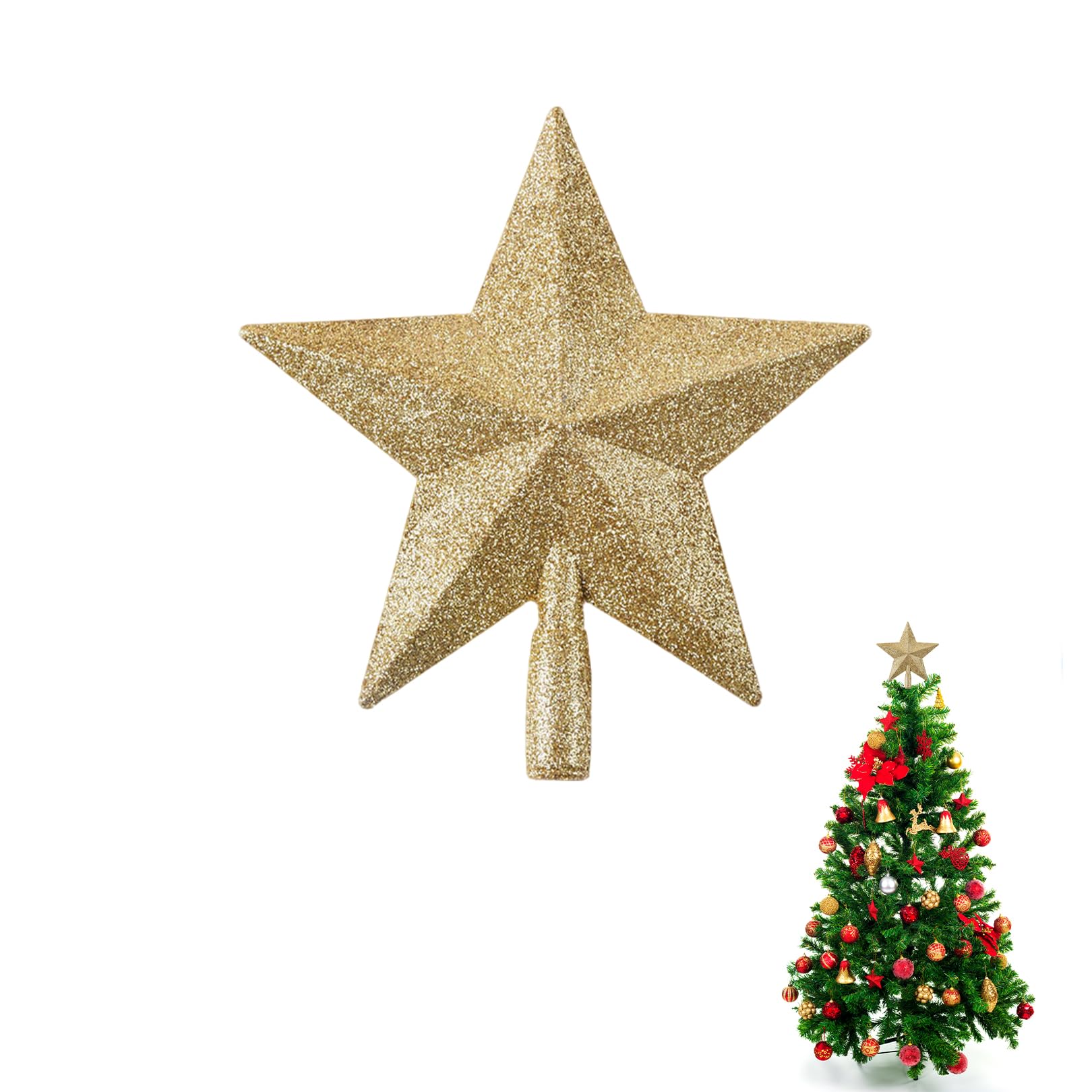 Weihnachtsbaumspitze Stern, 20cm Christbaumspitze, Baumspitze Weihnachten Sterne, Christbaum Spitze, Sterne Plastik Christmas Tree Topper, für Christbaum Tannenbaum Weihnachten Dekoration