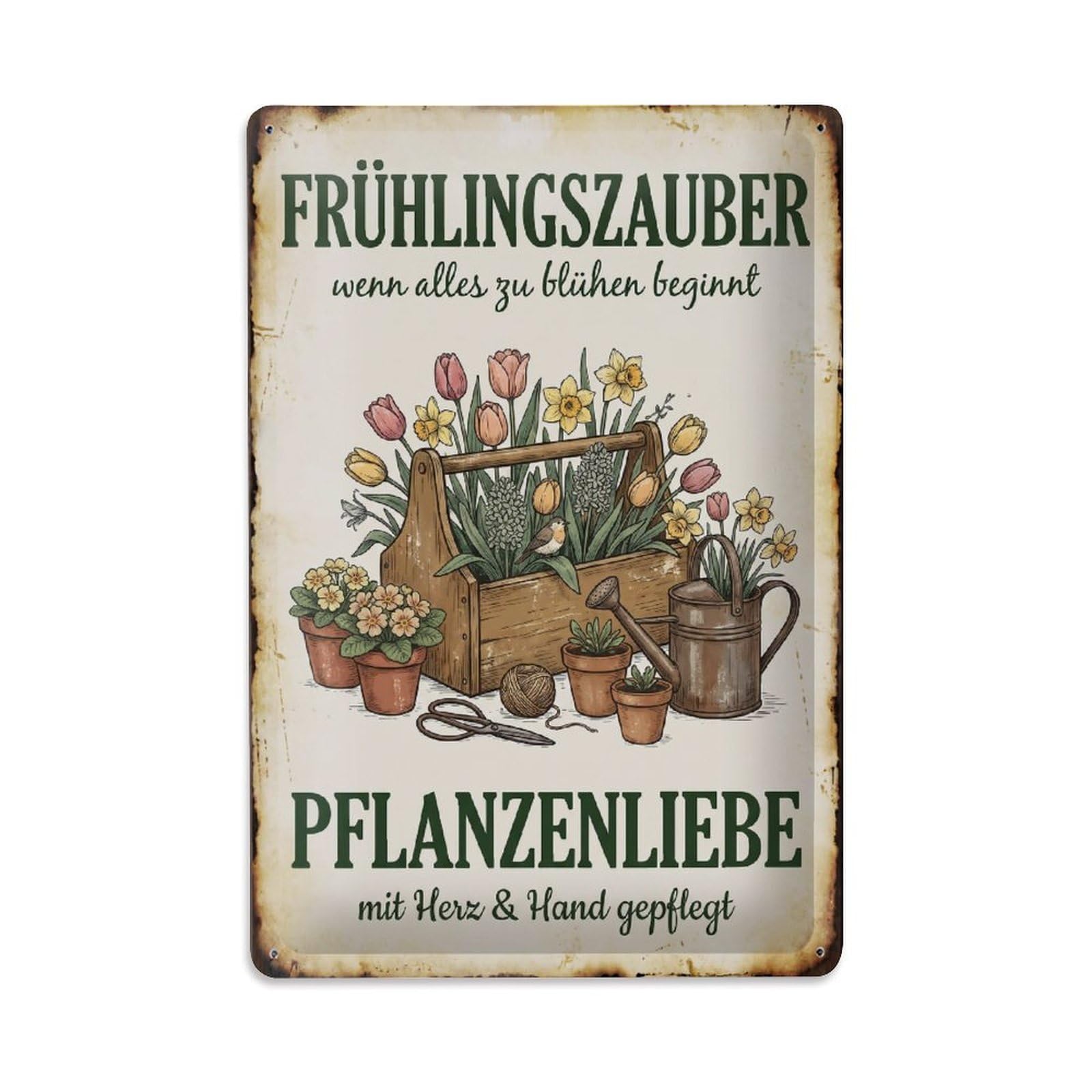 Vintage Funny Garden Spring Magic Rustic Gate Blooming Metal Tin Sign Plaque Wall Decor for Cafe, Club Bar, Office, Garden Metal Poster 8x12Inch