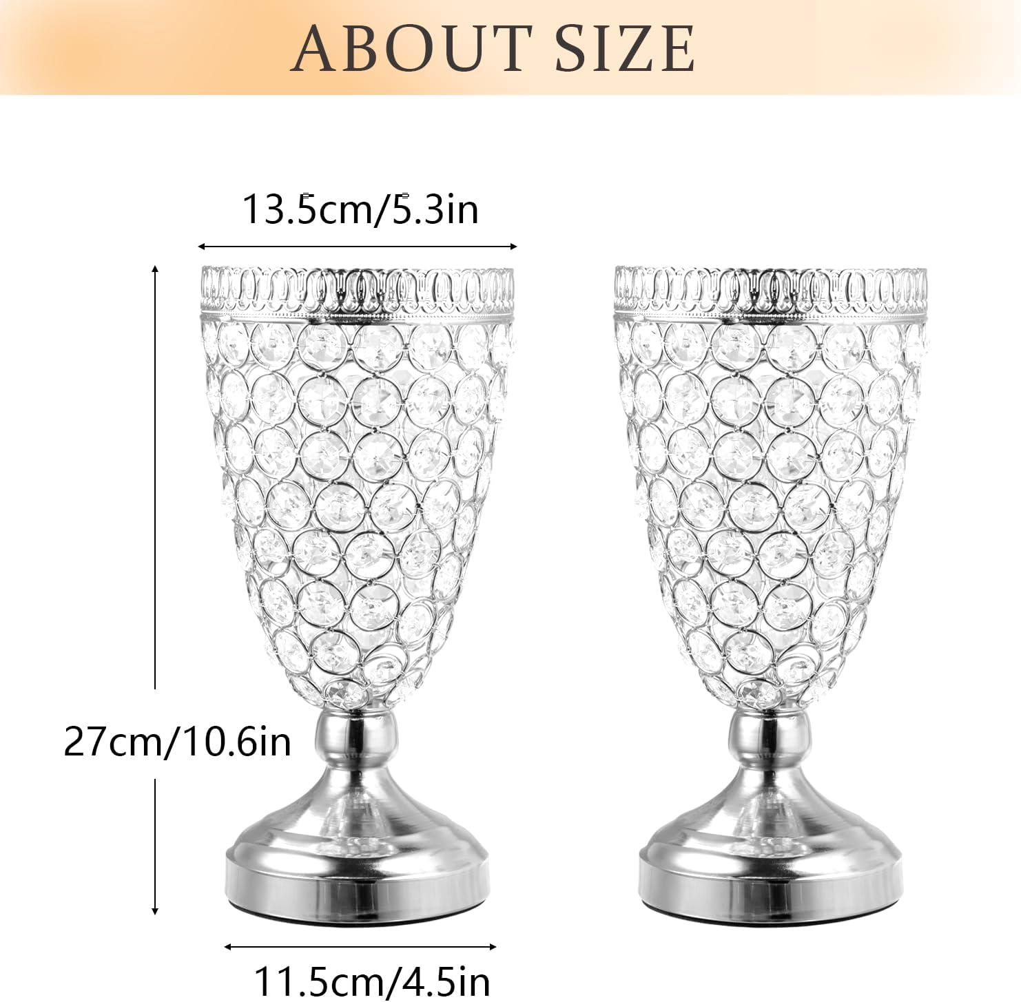 Crystal Trumpet Floral Vase -2 Pcs Centerpieces for Wedding Table, 10.6 Inch Wrought Iron Crystal Vase, Flower Vases for Party Dinner Centerpiece Event, Anniversary Ceremony Birthday Home Decoration