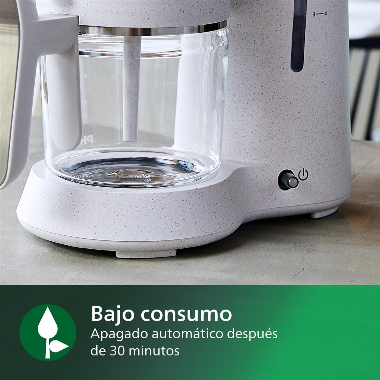 PHILIPS Cafetera - Edición Eco Conscious, Jarra Cristal 1.2L, 15 Tazas, Diseñada con Plásticos Biológicos, Blanco Seda Mate (HD5120/00) [Clase de eficiencia energética A+]