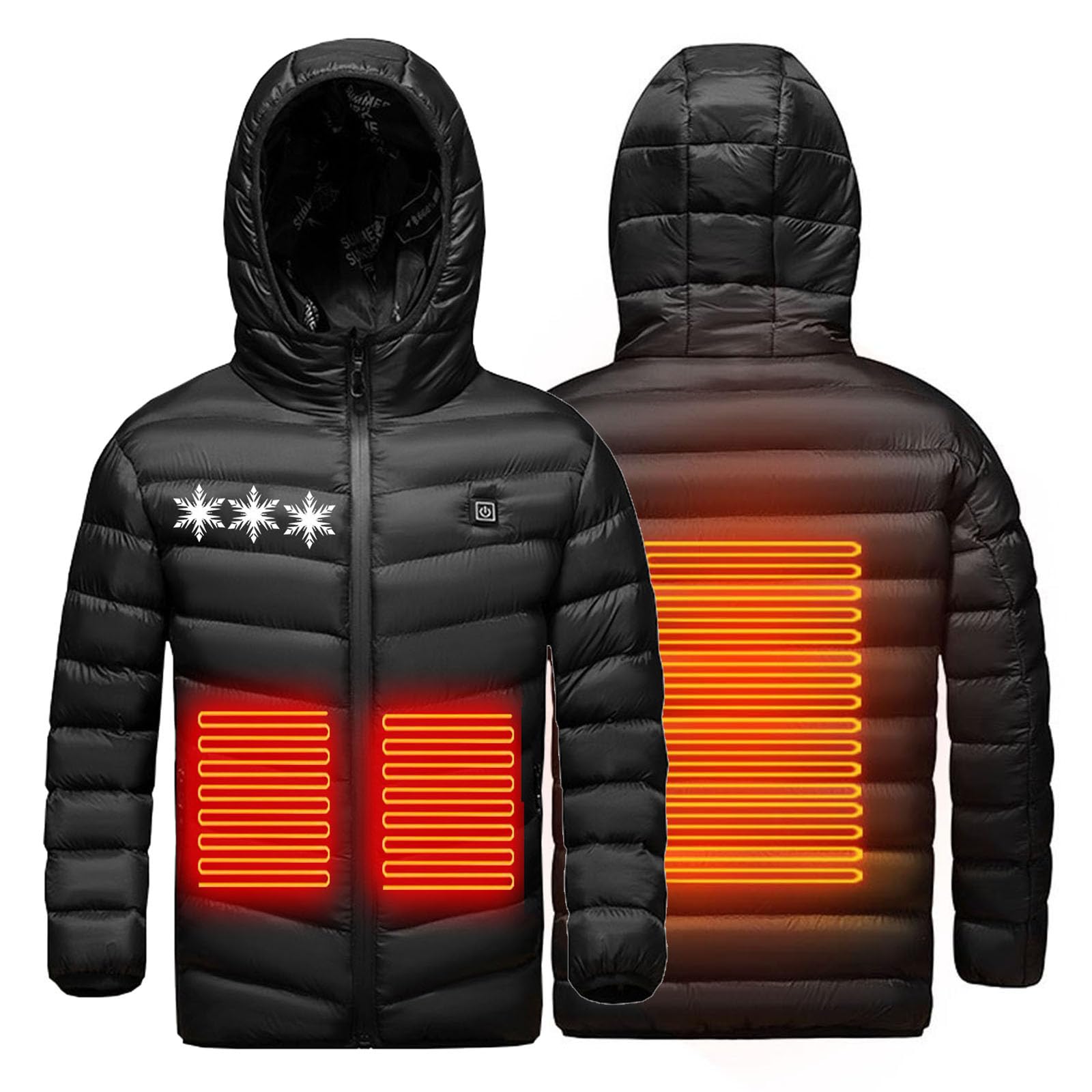 Manteau Doudoune Chauffant Enfants Manteau Doudoune Chauffant Electrique Garçons Filles avec 3 Zones de Chauffage Veste Chauffante imprimé Doudoune pour Camping Coupe-Vent Imperméable Ski