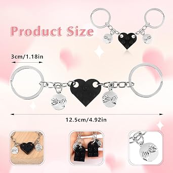 Ouligay 2pcs Matching Couple Love Heart Keyring Gifts for Boyfriend Girlfriend, Best Friend Birthday Friendship for Women, Valentines Gifts for Him Her Men Husband Romantic I Love You Gifts