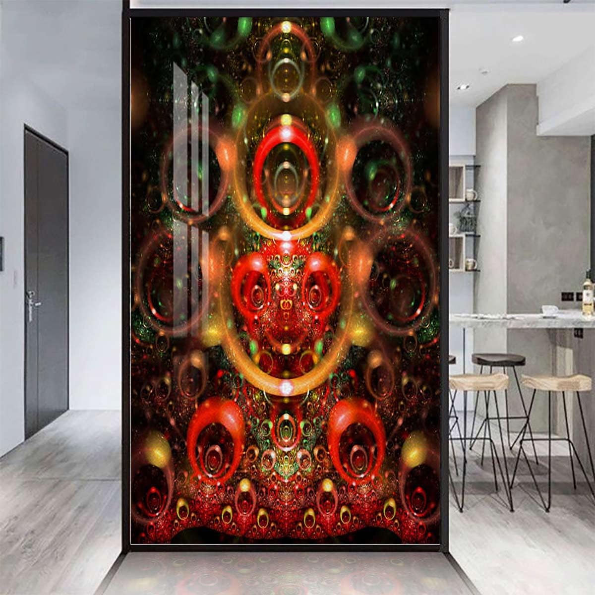 Multicolor Window Film Window Privacy Film Colored Background Square Design Opaque Window Sticker Glass Film for Home Abstract 35.4Wx59L-inch
