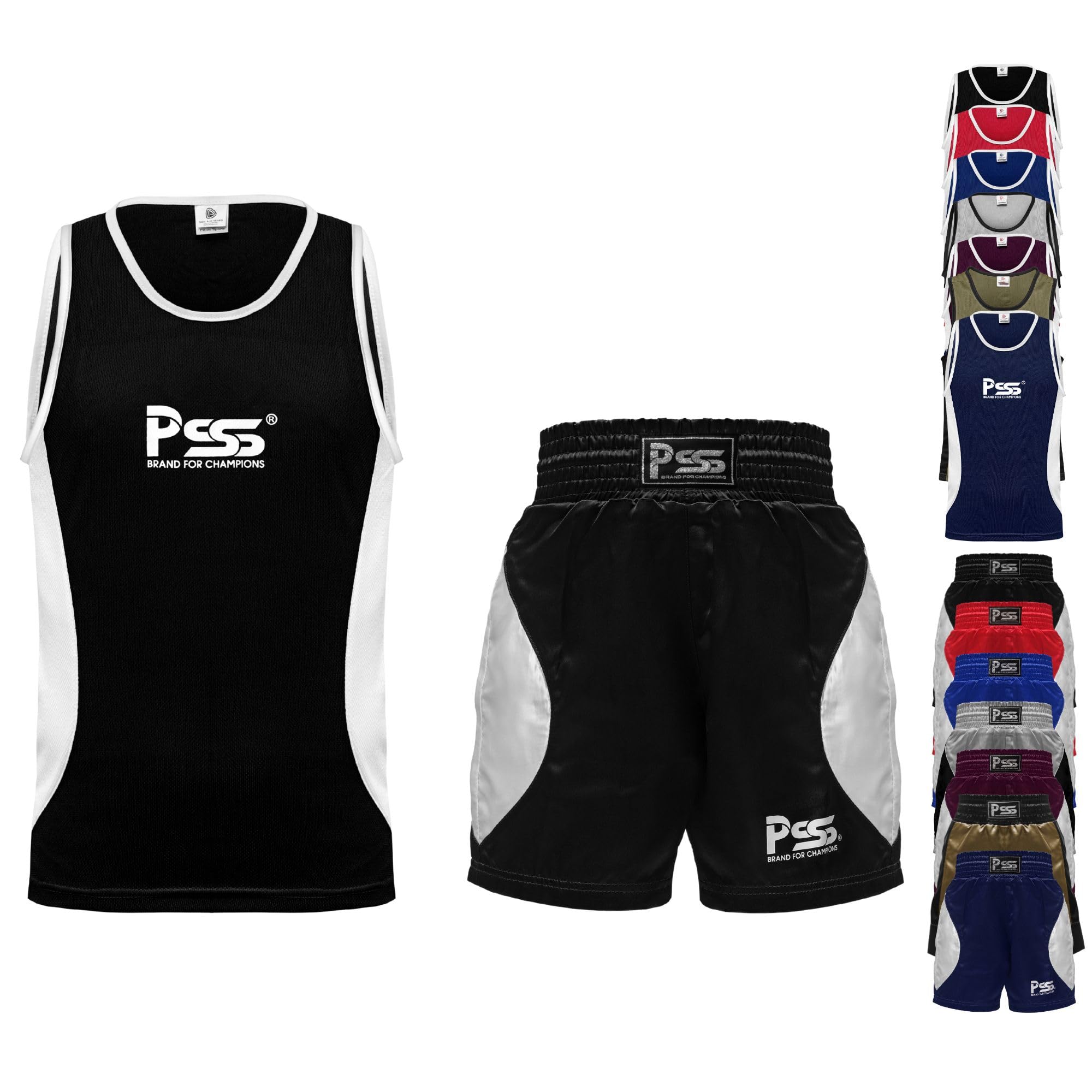 PSS Ultimate Kids Boxing Uniform Set of 2 Pieces Light Weight Breathable And Comfortable Fabric Boxing Student Uniform for ages 3-14 Year (11-12 Year, Black)