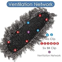 Vista 5 de Peluca corta Afro rizada con flequillo y clip para cola de caballo en cabello rizado sintético hecho de fibra de Kanekalon, moño de cola de caballo