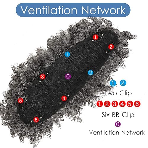 Miniatura 5 de Peluca corta afro rizada de cola de caballo y flequillo con clip en moño de pelo rizado sintético hecho de fibra Kanekalon Puff Cola de caballo Wrap