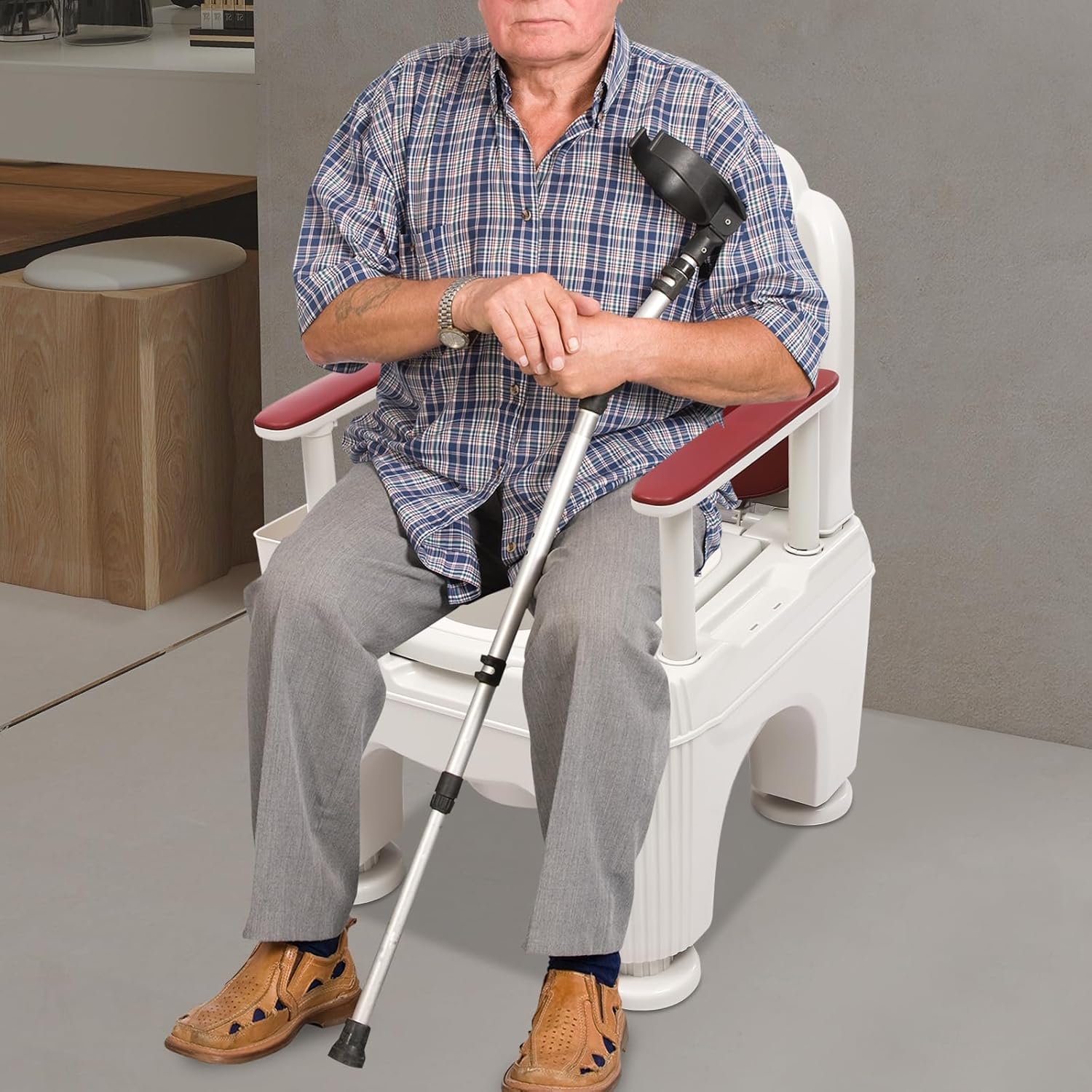 Bedside Commode, Portable Toilet for Adults, Height Adjustable Safety Commode Toilet for Elderly and Disabled, Commode Chair, 661lbs Heavy Duty Adult Potty Chair with Armrests and Tissue Box (White)