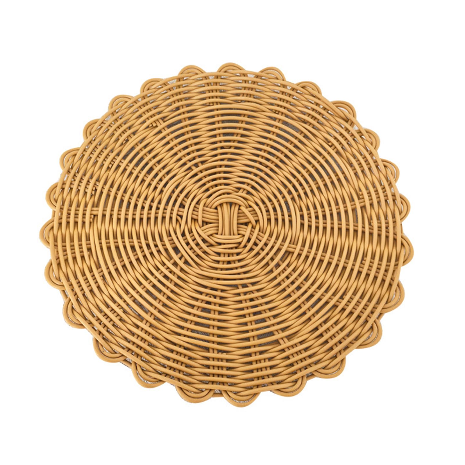 Qusinfc Handcrafted Rattan Placemat Tea Coasters Heatproof Dining Pad for Hot Dishes Cups and Table Protections Placemat