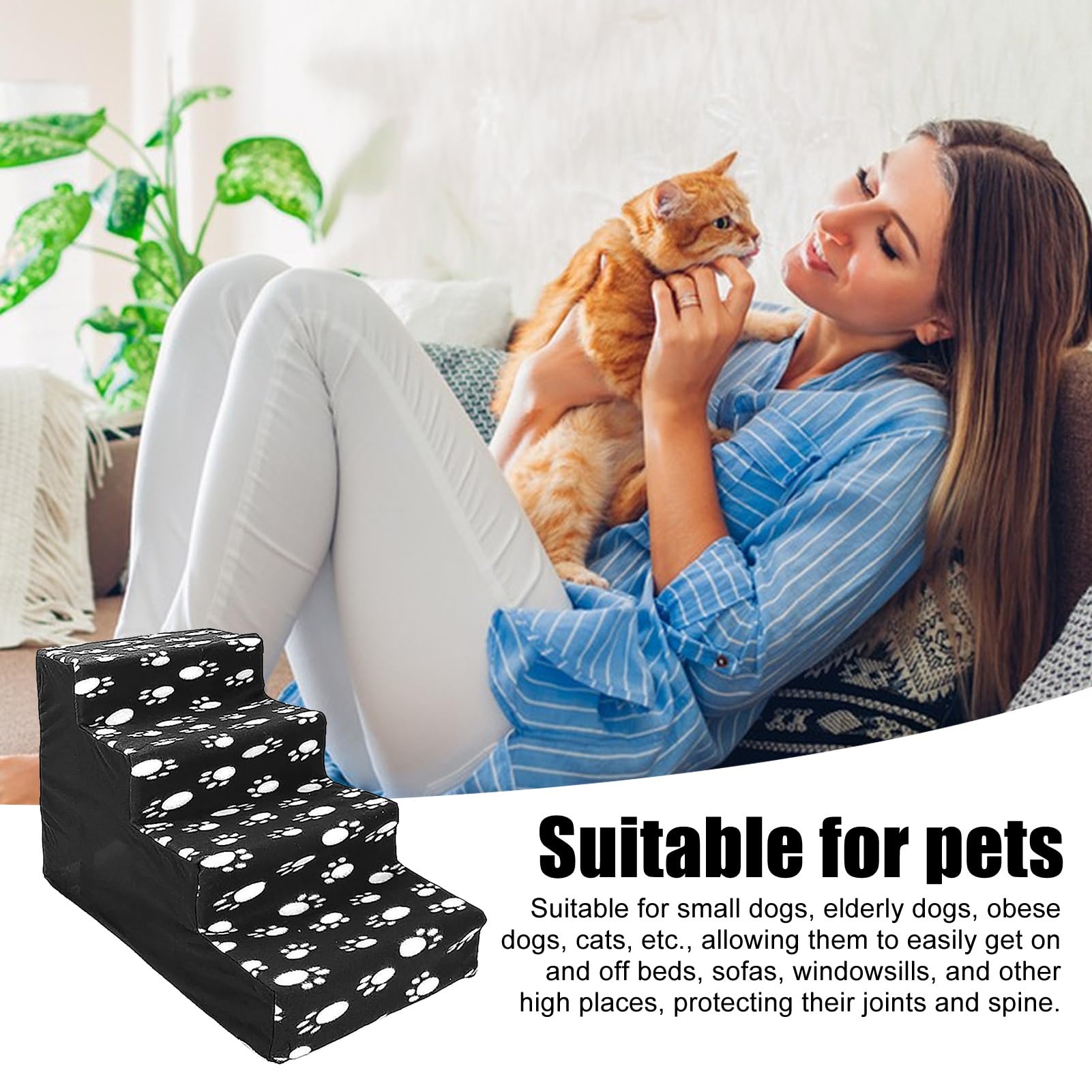 Escaliers Pour Chien/chat – 4 Marches Antidérapantes – Pour Accéder Au Lit, Canapé – Dimensions 42 X 32 X 32 Cm, En Polypropylène Léger