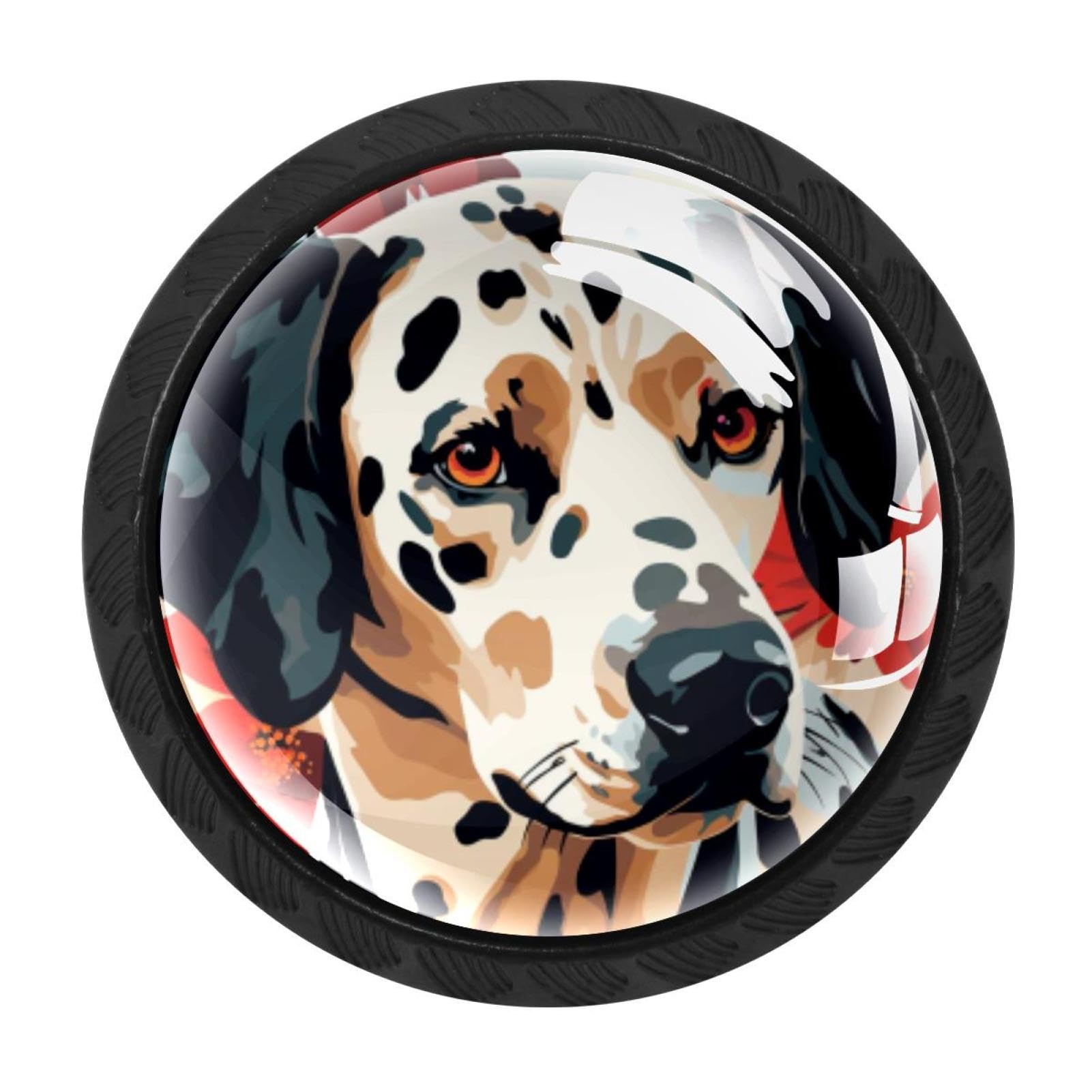 Chenzzzz Multicolored 04 4 Pieces Spotted Dog Drawer Knobs, 35Mm Black Cabinet Knobs, Drawer Pulls And Knobs, Dresser Drawer Knobs, Cabinet Hardware Kitchen Cabinet Knobs