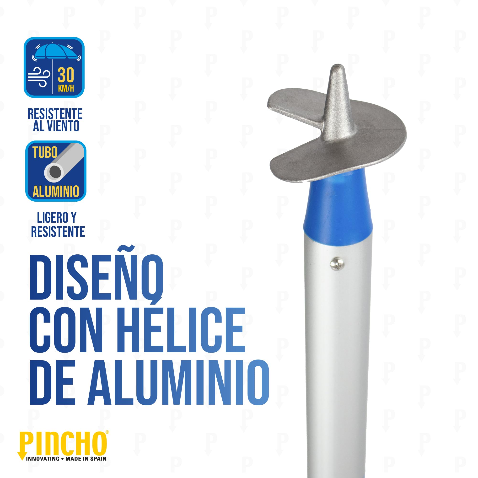 Pincho Supporto per ombrellone da spiaggia, base per ombrellone in alluminio resistente, fissaggio sicuro, tubo da Ø 25 mm, supporto regolabile antivento, prodotto in Spagna