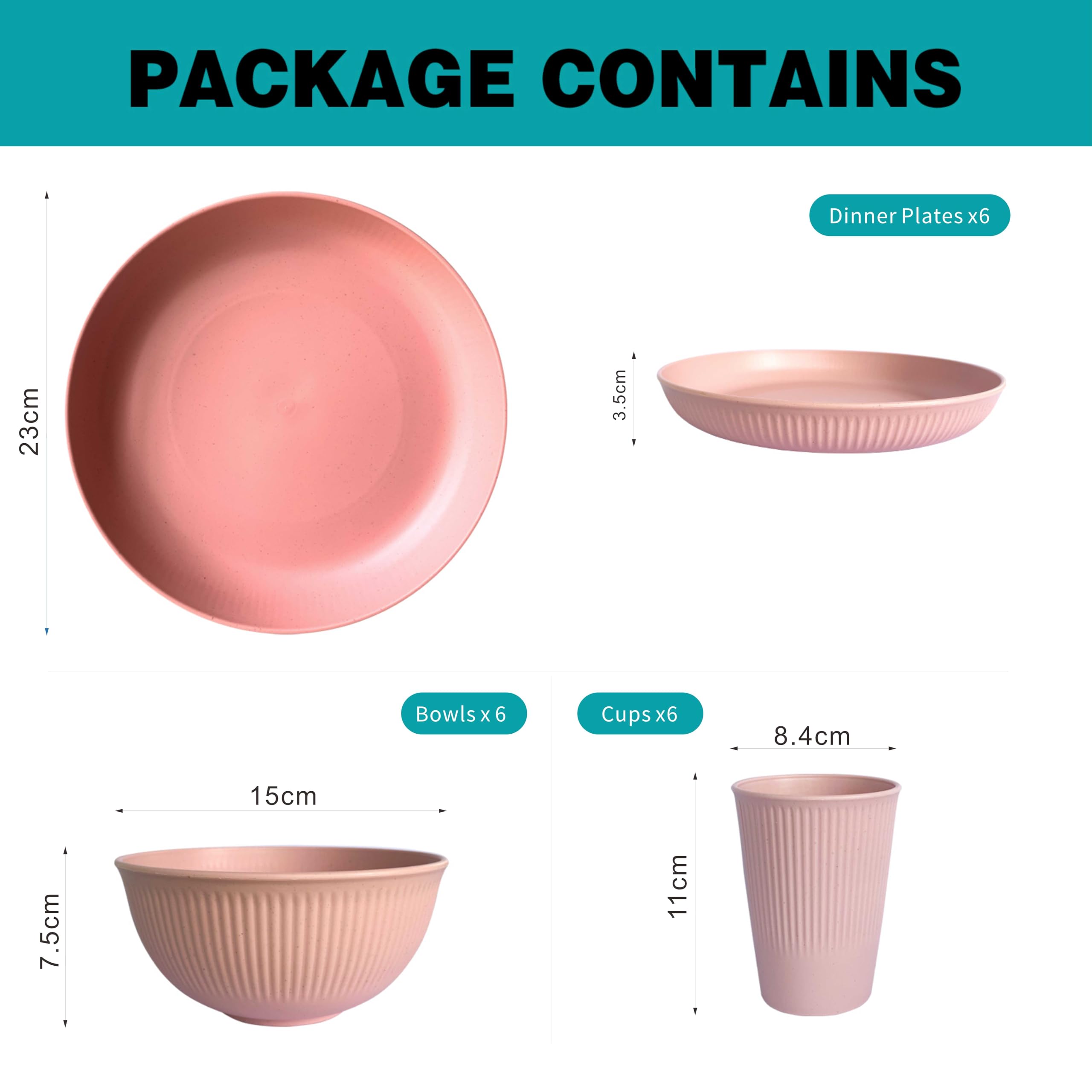 Camping Plates, Unbreakable Dinner Sets for 6, 18 Pcs Plastic Picnic Set for Party Home & Picnic - Image 2