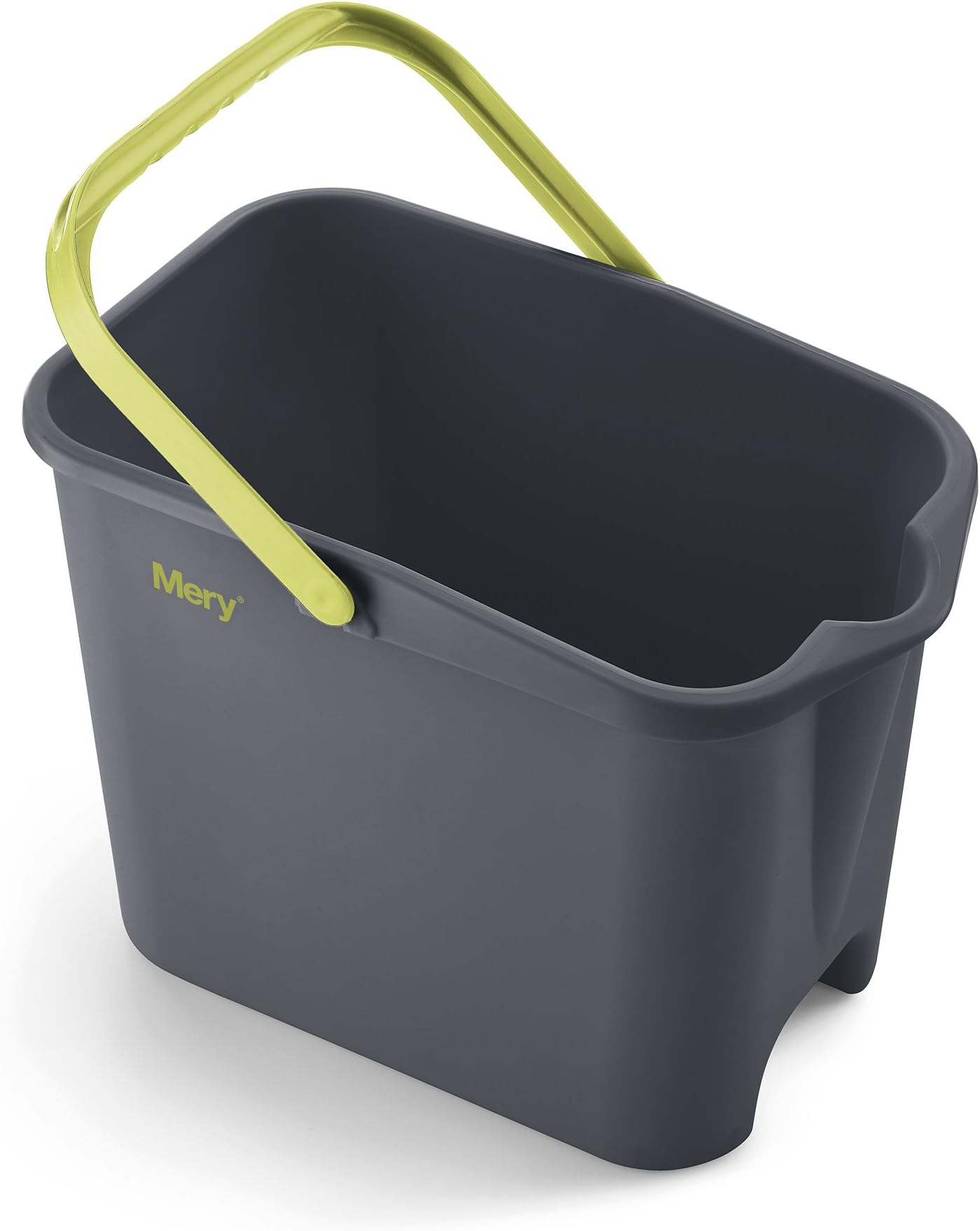 Mery 0317.32 Rectangular Bucket, 14 Litres, Polypropylene, Grey and Lime, 23.5 x 37.5 x 26.5 cm