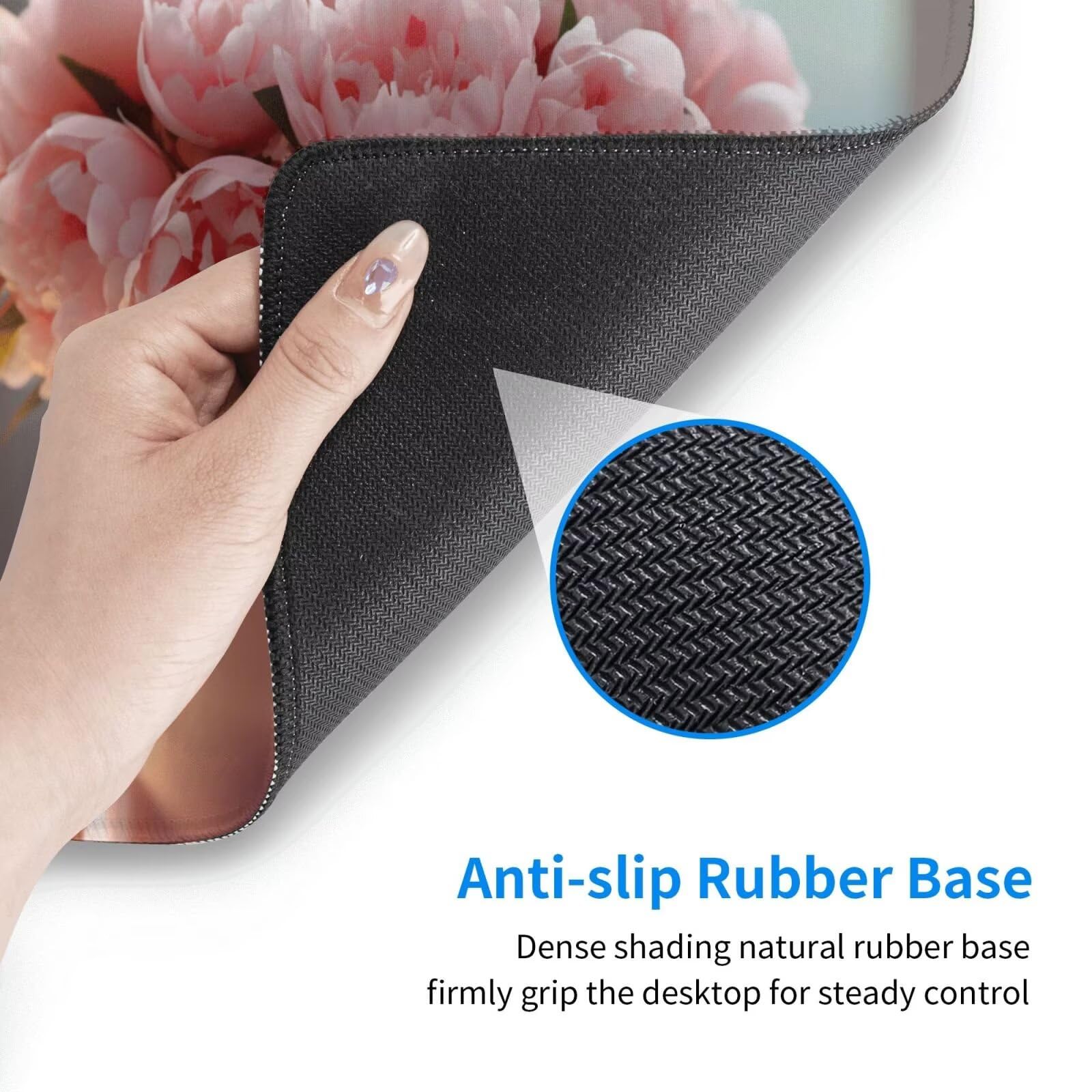 Gaming Mauspad XXL 1200x400x3mm Mousepad Verlängertes Groß Mauspad Schreibtischauflage,Genähte Kanten rutschfeste Gummibasis,Verbessert Präzision Geschwindigkeit Home Office Rosa Blumenkerze L-4506