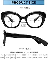 Vista 5 de JM Gafas de lectura con ojo de gato para mujer, lectores de computadora con bloqueo de luz azul con bisagra de resorte