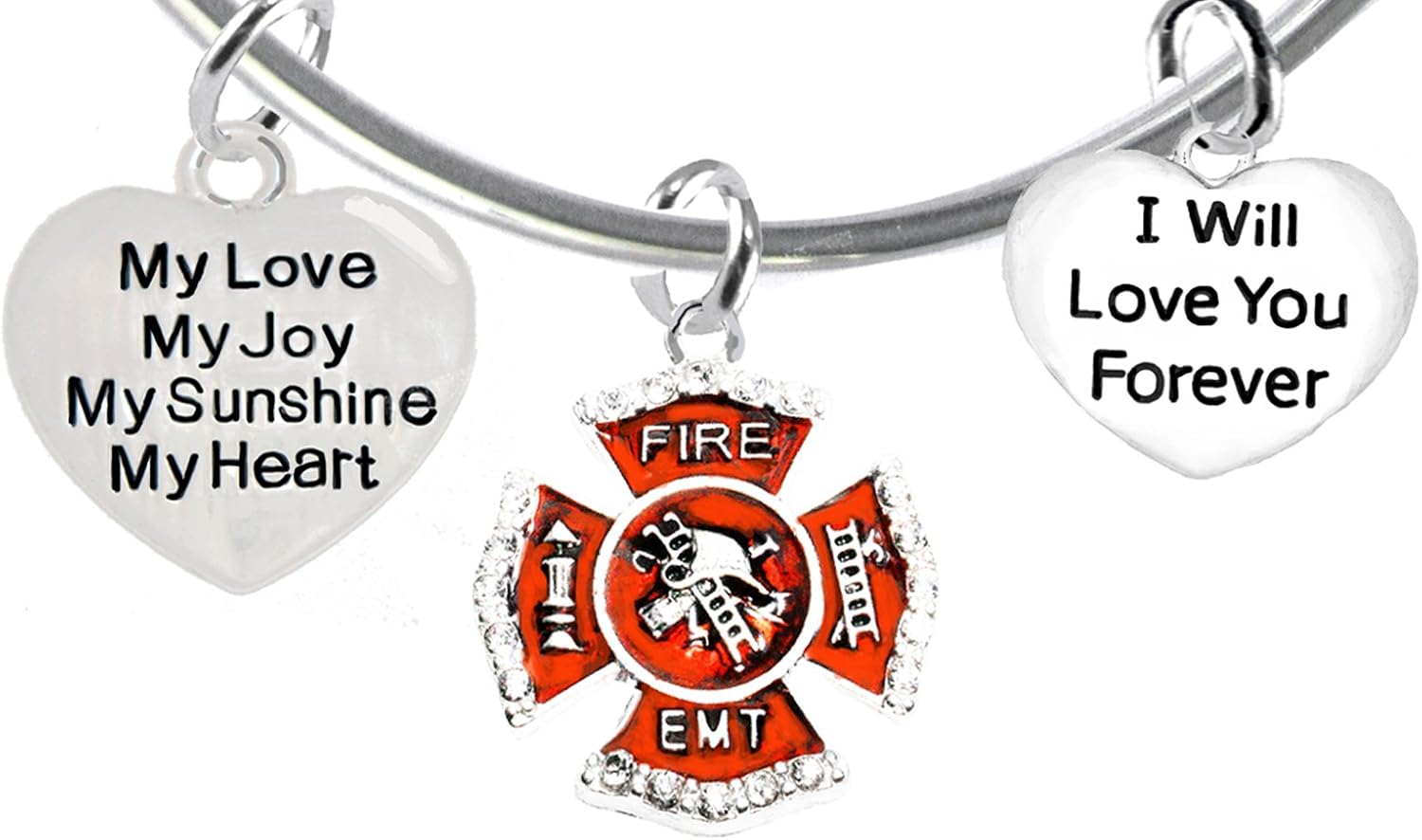 Cardinali Jewelry EMT, Firefighter, My Love, My Joy, My Sunshine, I Will Love You Forever Bracelet, Hypoallergenic, Safe-Nickel, Lead, Free