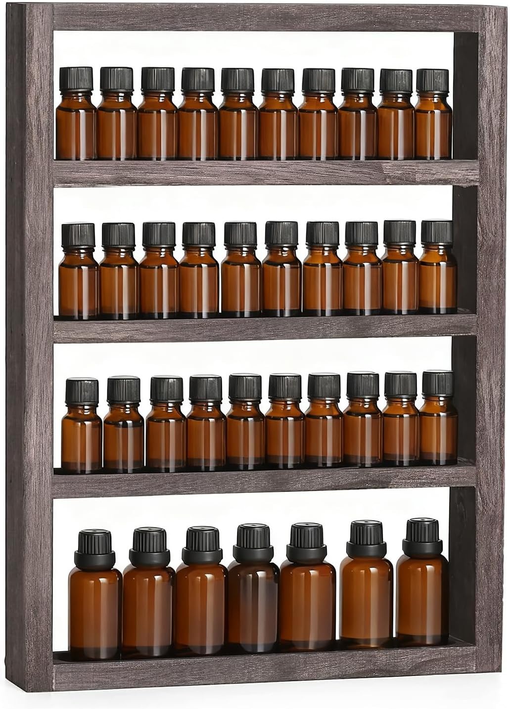 ETELI 4 Tier Wall Essential Oil Storage Rack Wood Nail Polish Shelf