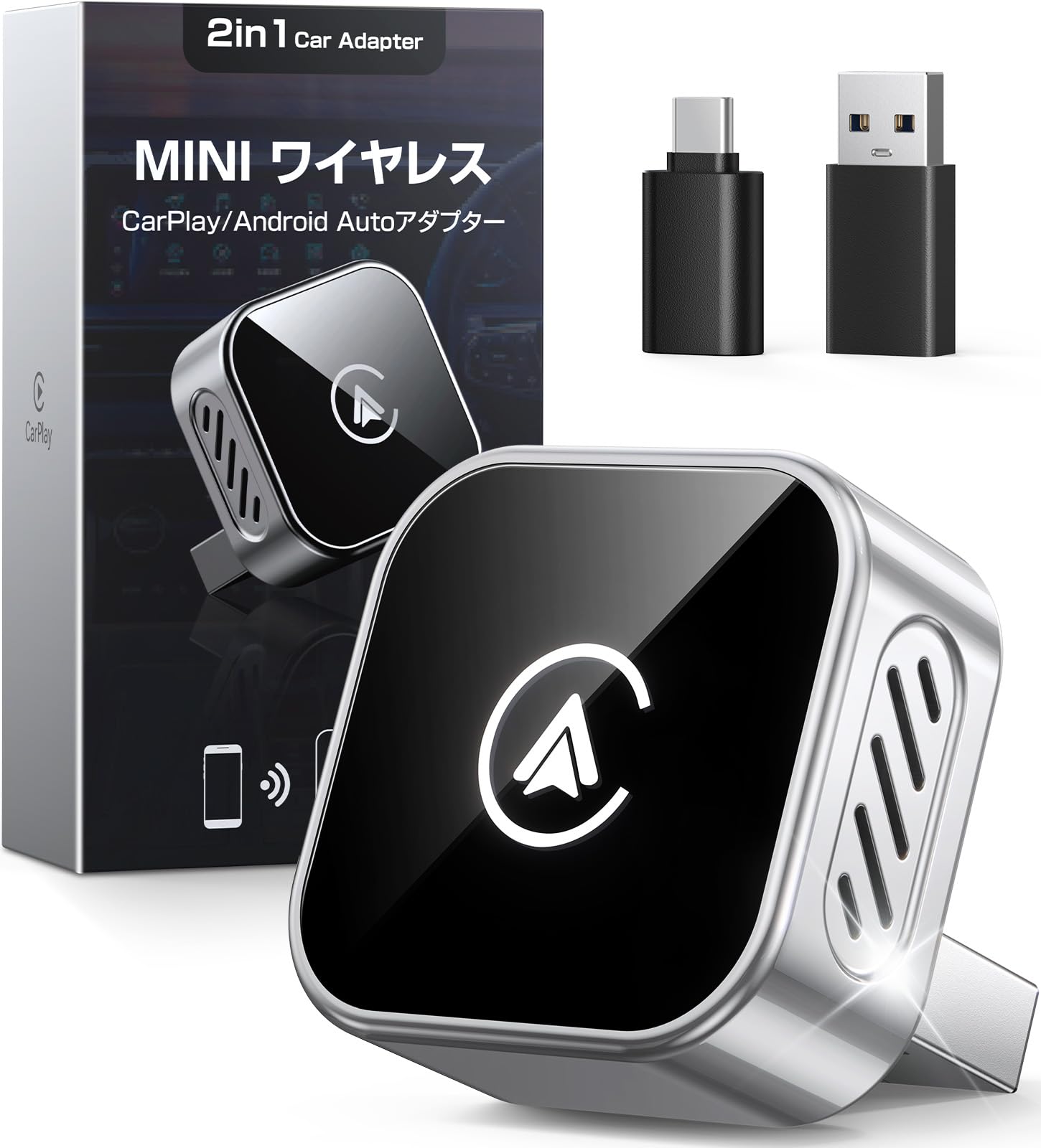 Eaimiu 「サイズ60%削減！T型超コンパクト」 CarPlay＆AndroidAuto ワイヤレス アダプター