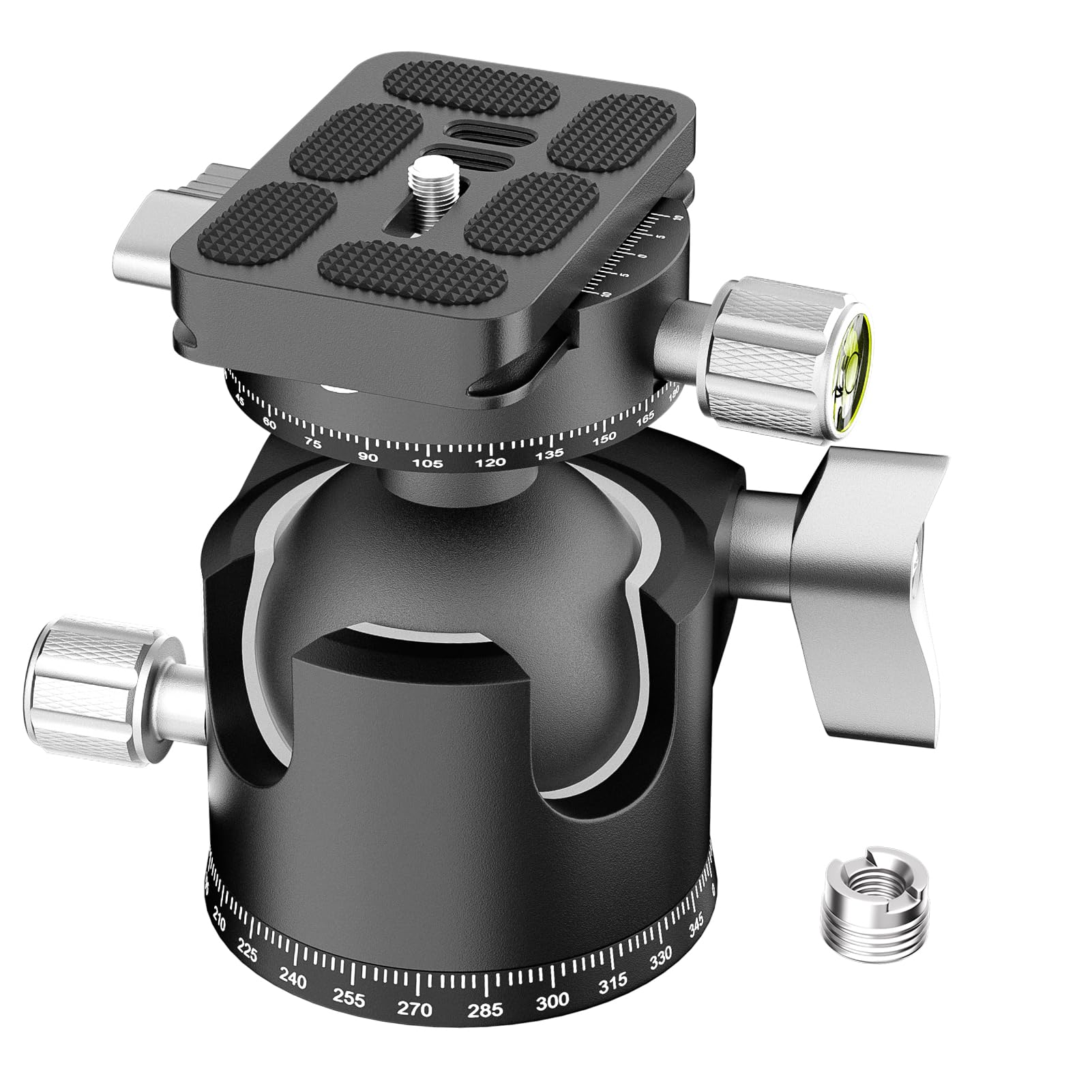 EMART Tête sphérique pour trépied à profil bas avec plaque de dégagement rapide Arca Swiss de 6,35 mm, rotule panoramique de 46 mm avec double rainure en U pour trépied, monopode, appareil photo