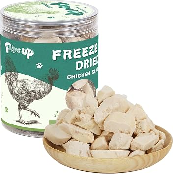 PAWUP Freeze Dried Chicken Breast Dog Treats, 3.8oz | Single Ingredient Whole-Cut, High Protein Training Treats or Food Topper, Medium & Large Dogs