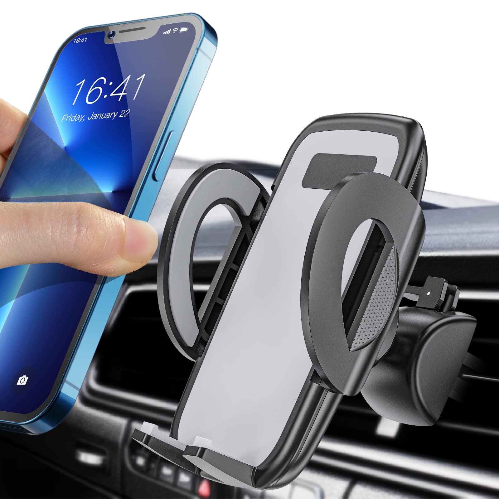 Niofind Car Phone Holder, Air Vent Phone Holder for Cars 2022 Upgraded, Universal Car Phone Mount Compatible with iPhone 14/13/12/11, Samsung, Huawei, and Other 4-7" Mobile Phone