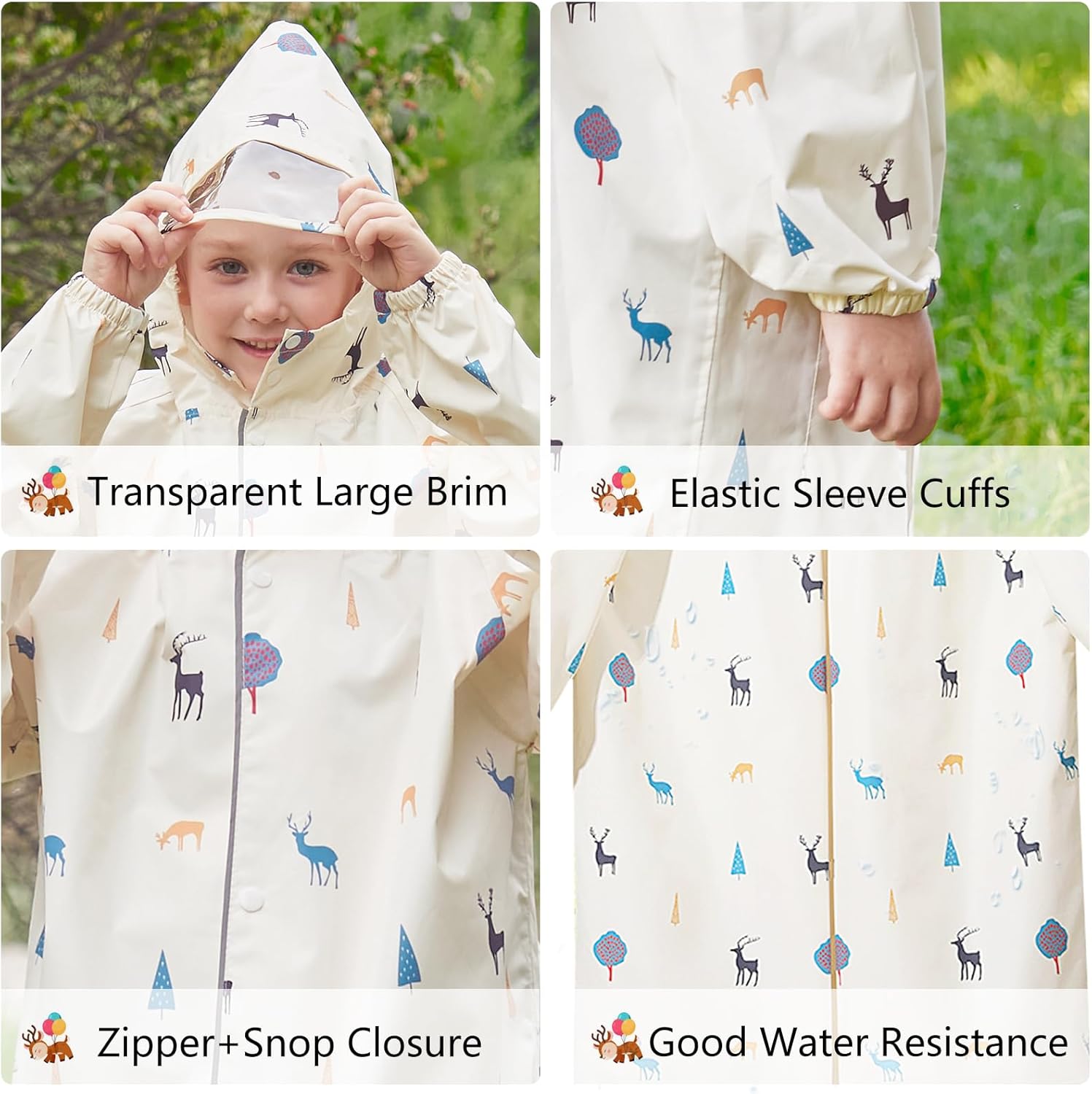 Toddler Kids Raincoat Boys Girls Rain Jacket Waterproof Rain Poncho Reusable Outwear Rainwear Rain Suit - Image 5