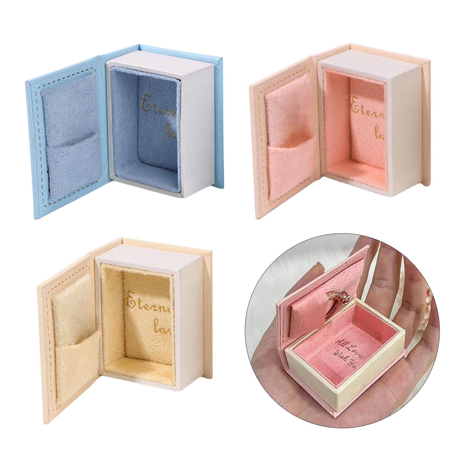 FLYXF Elegant Styles Book Shaped Like Jewelry Storage Holder with Seal Home Accessory for Rings and Ear Studs