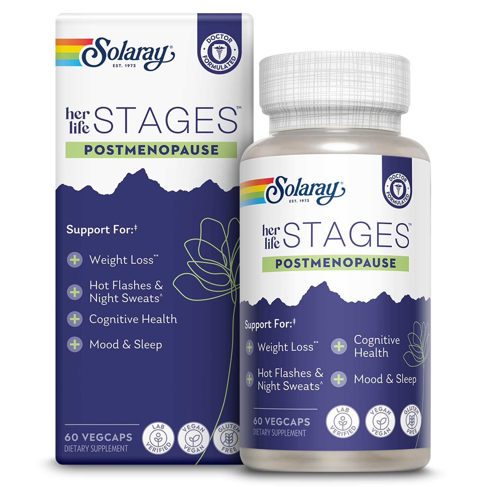 SOLARAY Postmenopause 其生活阶段 - 月经期后补充 Resveratrol - Vegan和无荷尔蒙制造 - 60天保障 - Vegan, Lab 验证 - 30名服务员,60名Veg Caps